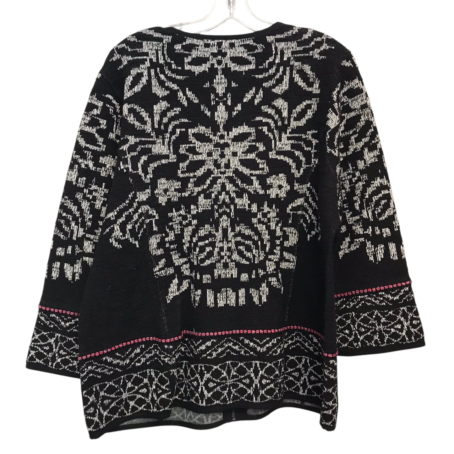 Sweater Cardigan By Chicos In Black & White, Size:Xl