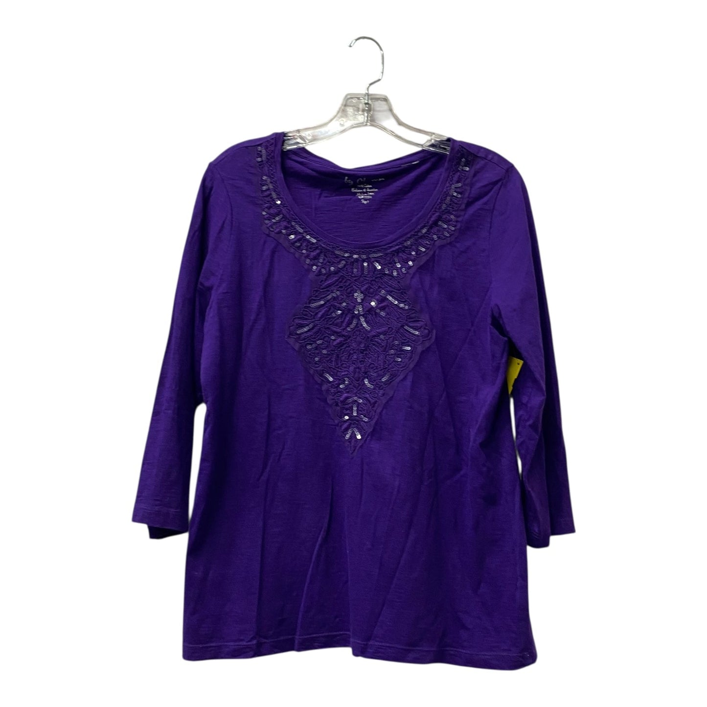 Top 3/4 Sleeve By Chicos In Purple, Size:M