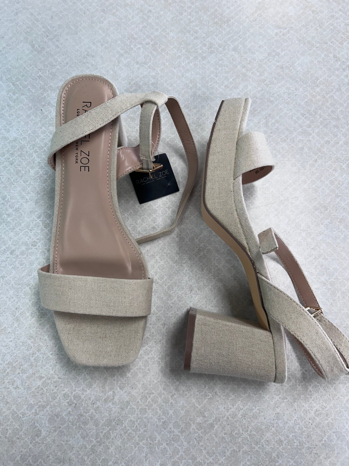 Sandals Heels Block By Rachel Zoe In Beige, Size:8