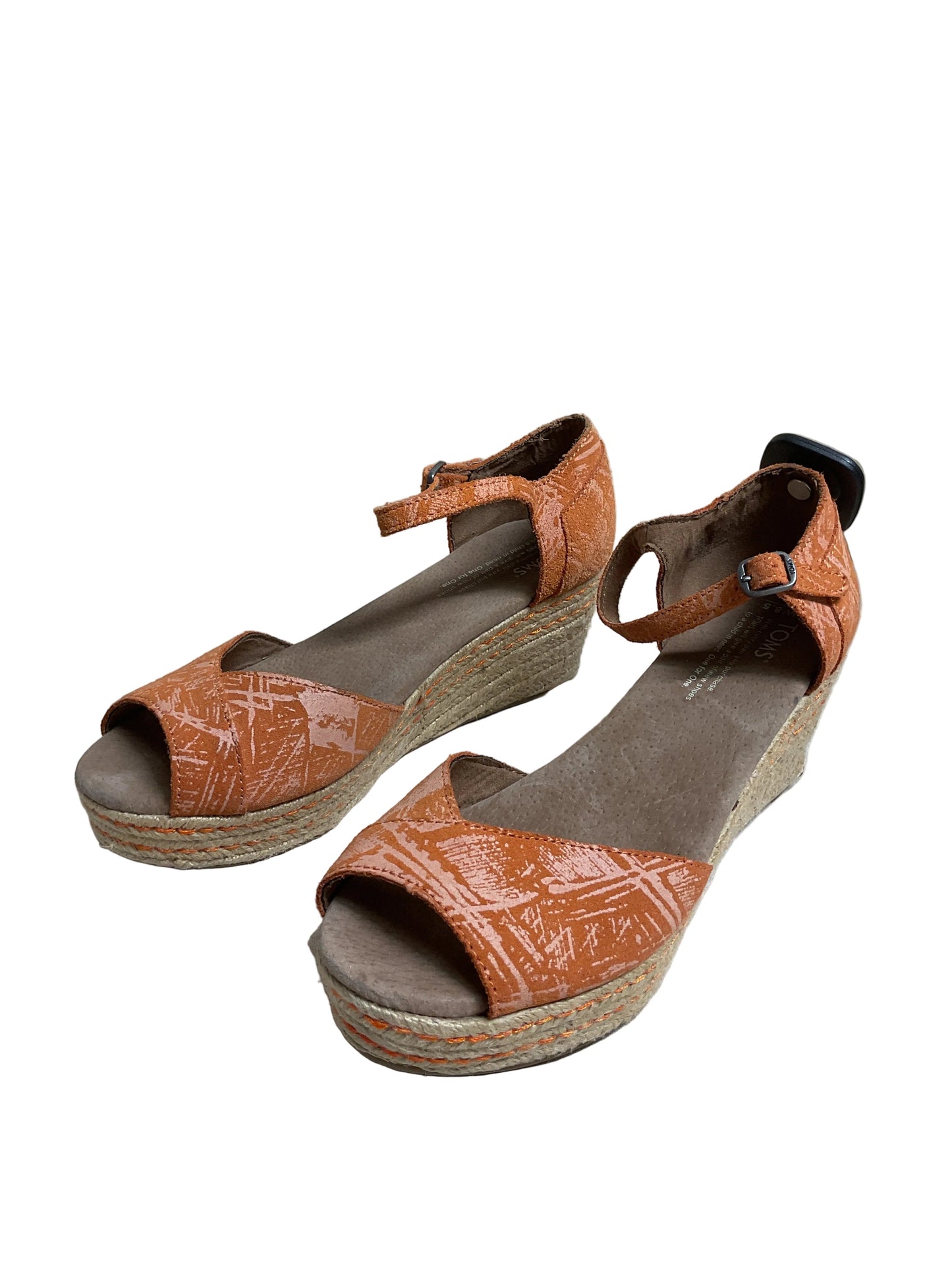 Shoes Heels Wedge By Toms In Orange, Size:8.5
