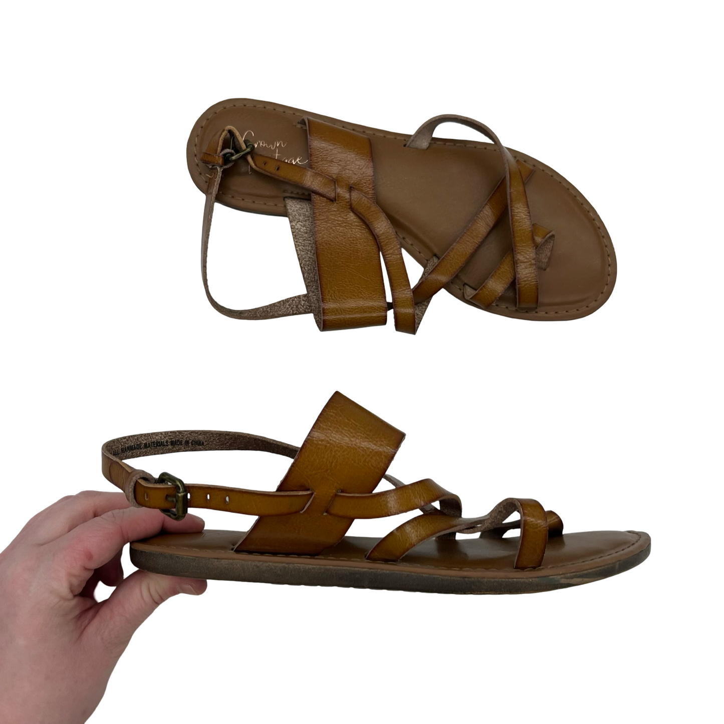 Sandals Flats By Crown Vintage In Brown, Size:7