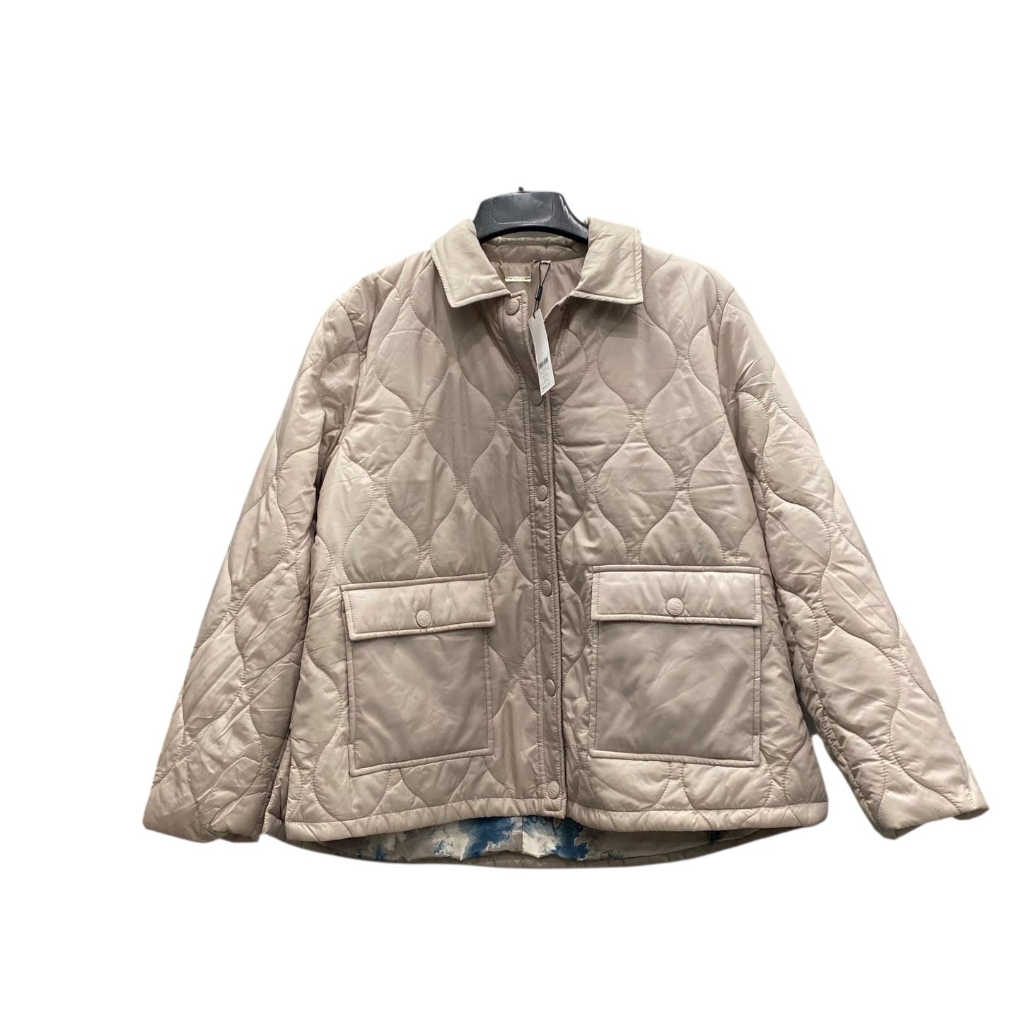 Coat Puffer & Quilted By Chicos In Tan, Size:14