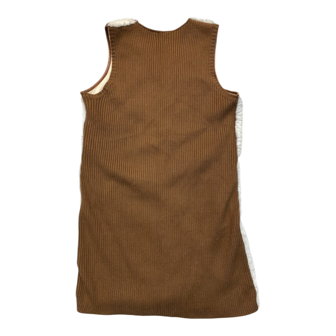Vest Faux Fur & Sherpa By Rafaella In Brown & White, Size:L