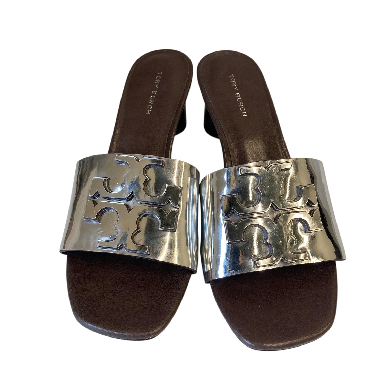 Sandals Designer By Tory Burch In Silver, Size:5