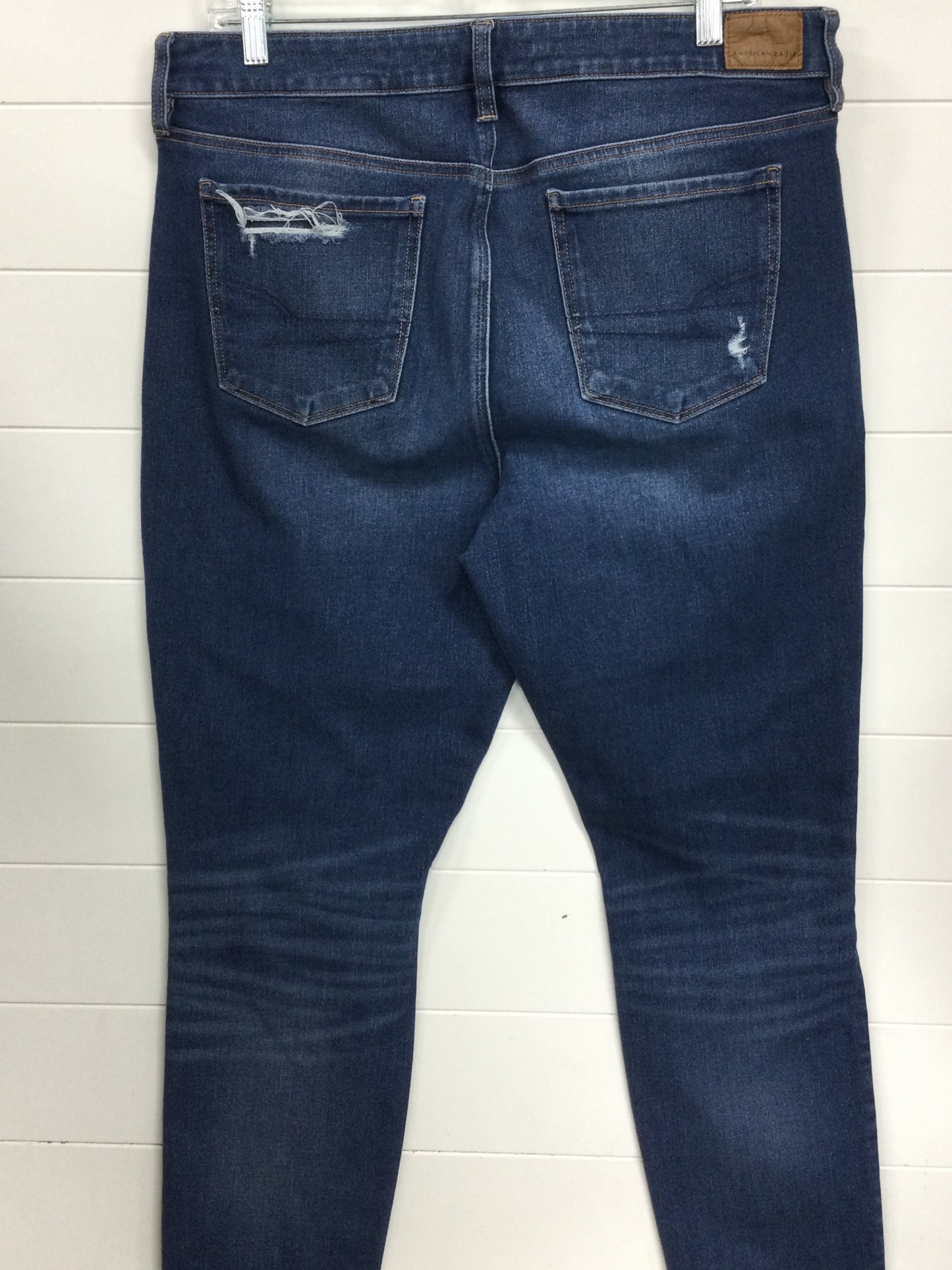 Jeans Skinny By American Eagle In Blue Denim, Size:16L