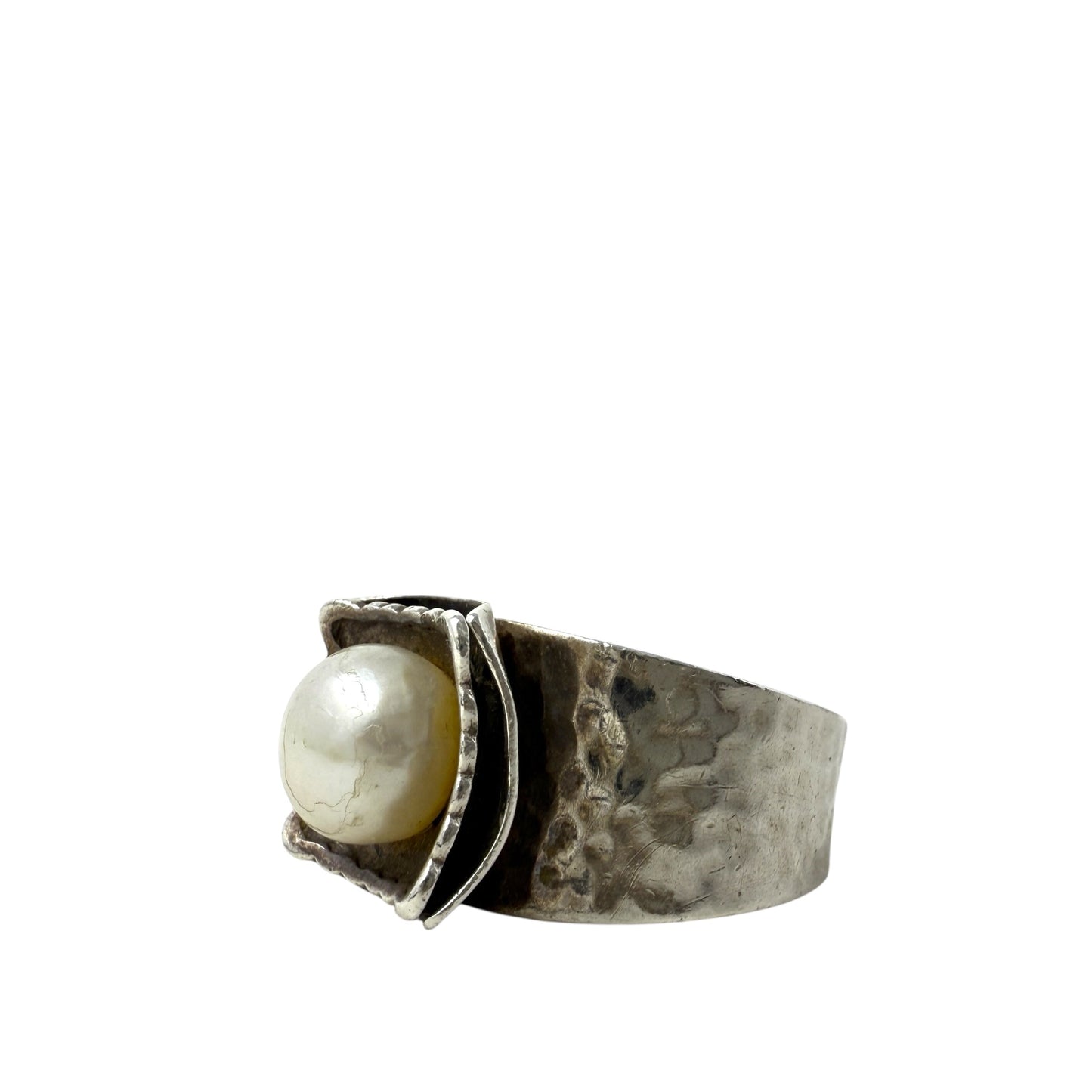Hammered Sterling Silver Freshwater Pearl Ring By Silpada, Size: 8.5