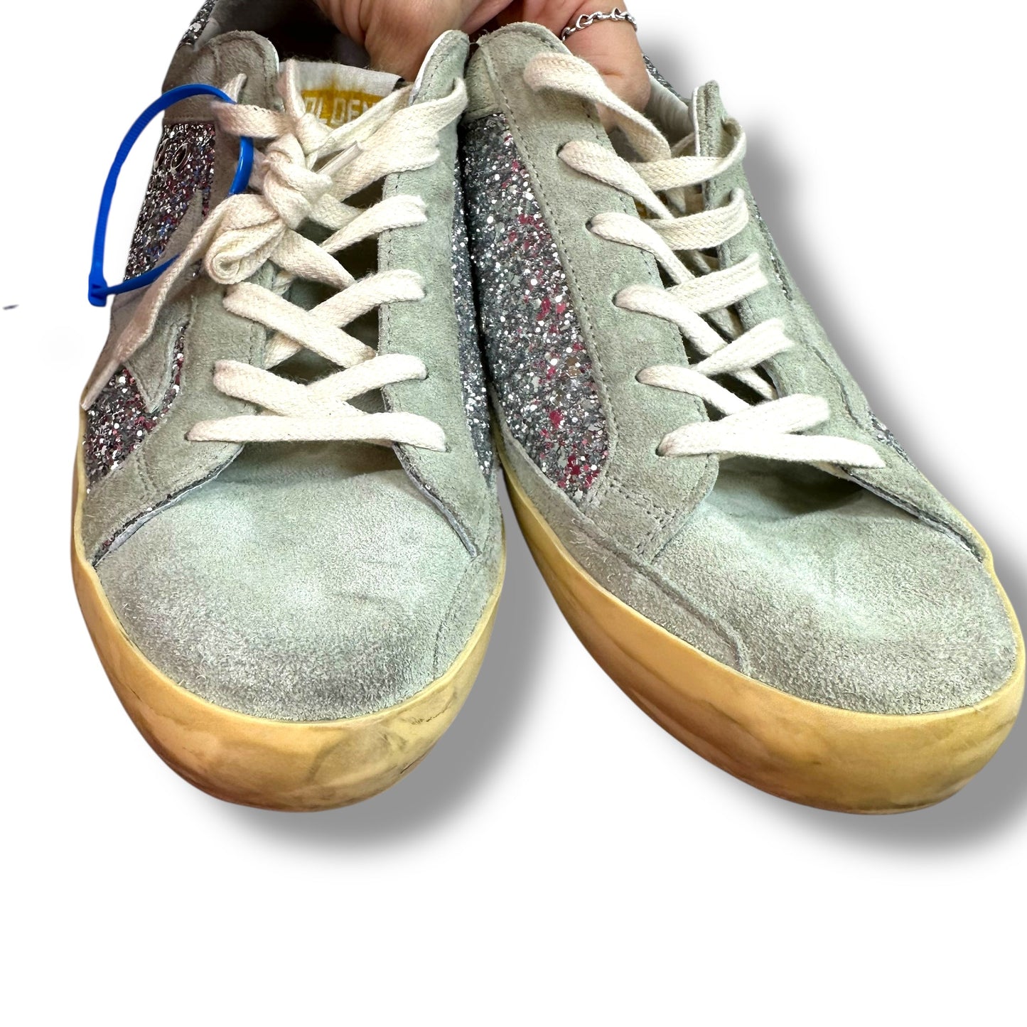 Shoes Luxury Designer By Golden Goose In Silver, Size: 10