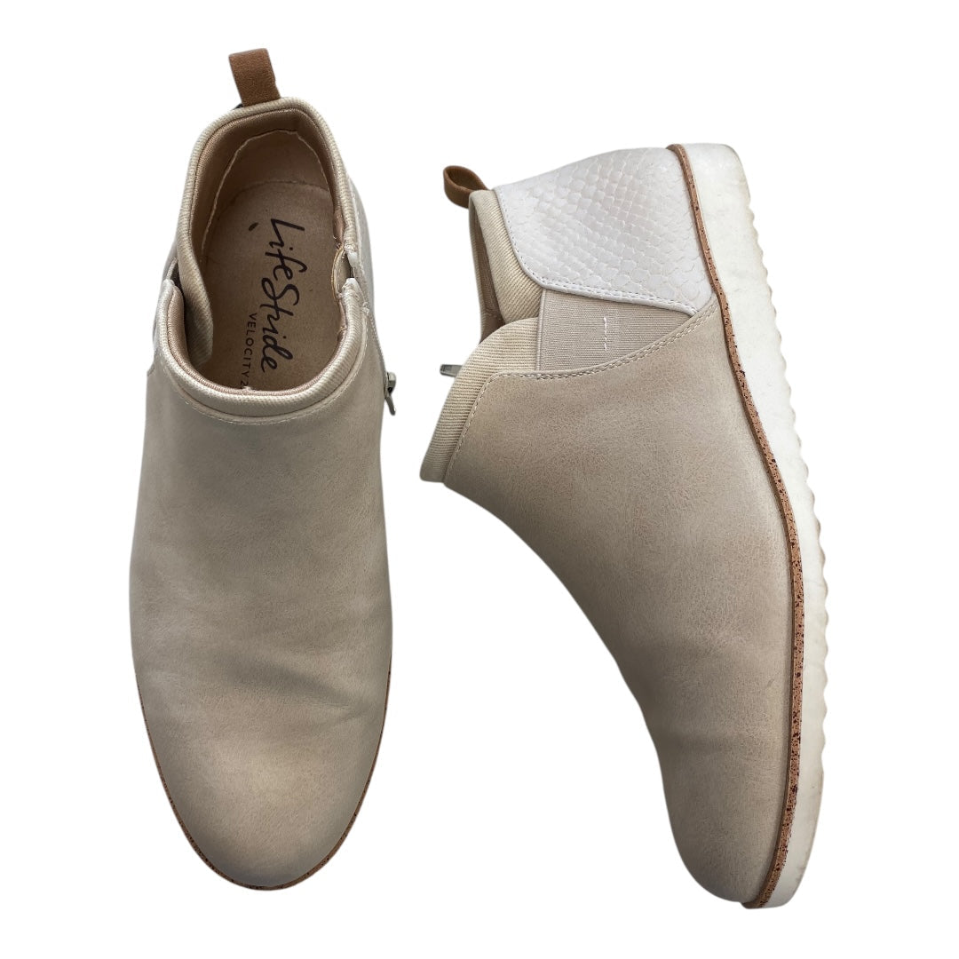 Boots Ankle Flats By Life Stride In Beige, Size:8