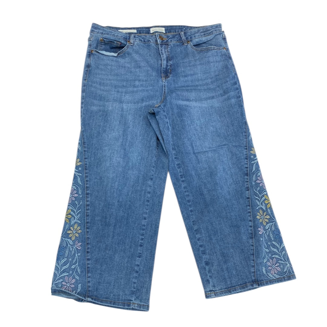 Jeans Wide Leg By Tribal In Blue Denim, Size:16