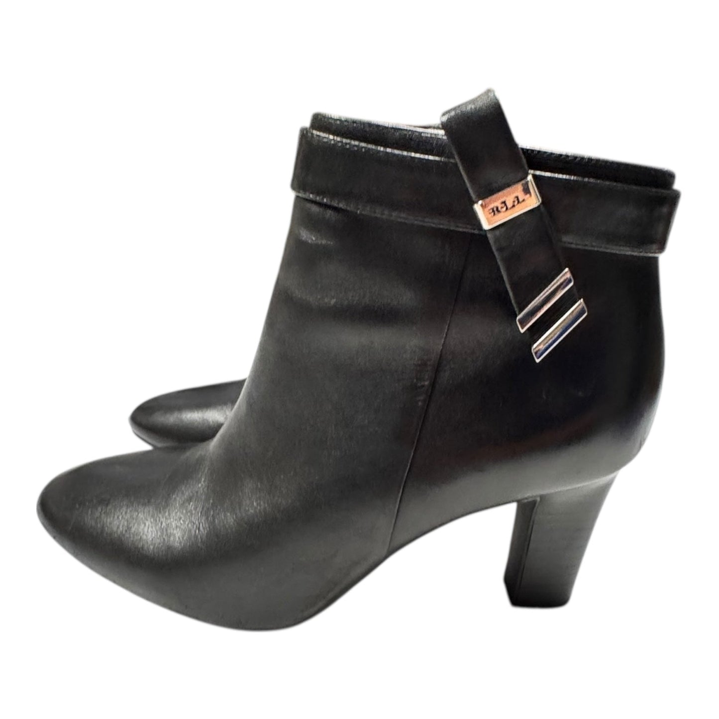 Boots Ankle Heels By Ralph Lauren In Black, Size:8.5