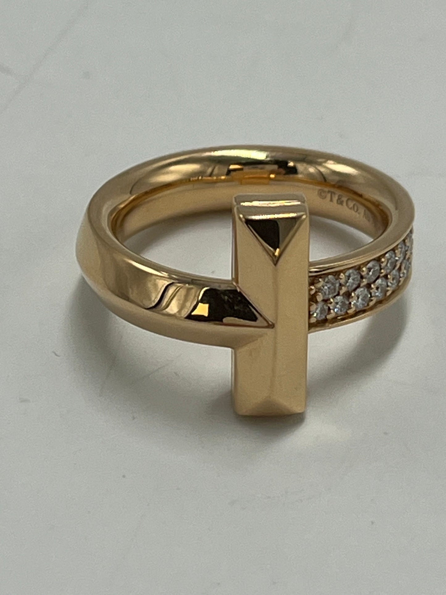 Tiffany & Company T1 Diamond 18K Luxury Designer Ring, Size: 6