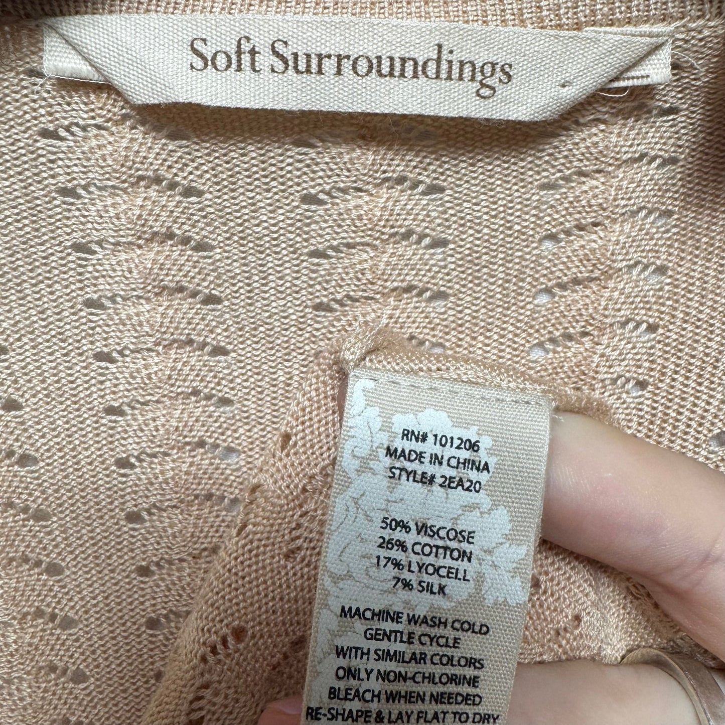 Open Knit Sweater Cardigan By Soft Surroundings In Tan, Size: Xs