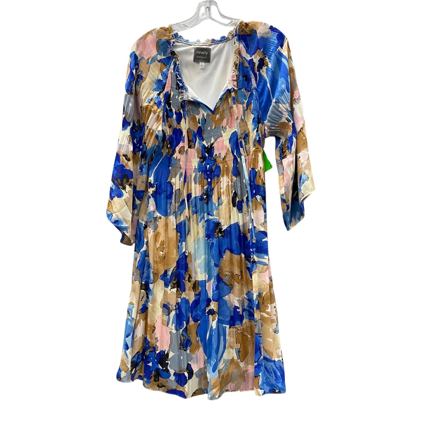 Dress Casual Midi By ninty In Blue & Tan, Size:L