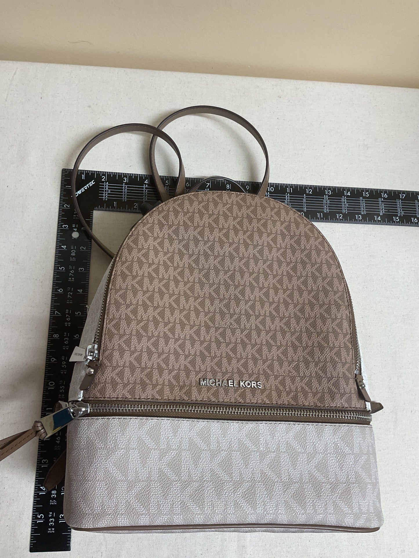 Backpack Designer By Michael Kors In Brown & White, Size:Medium