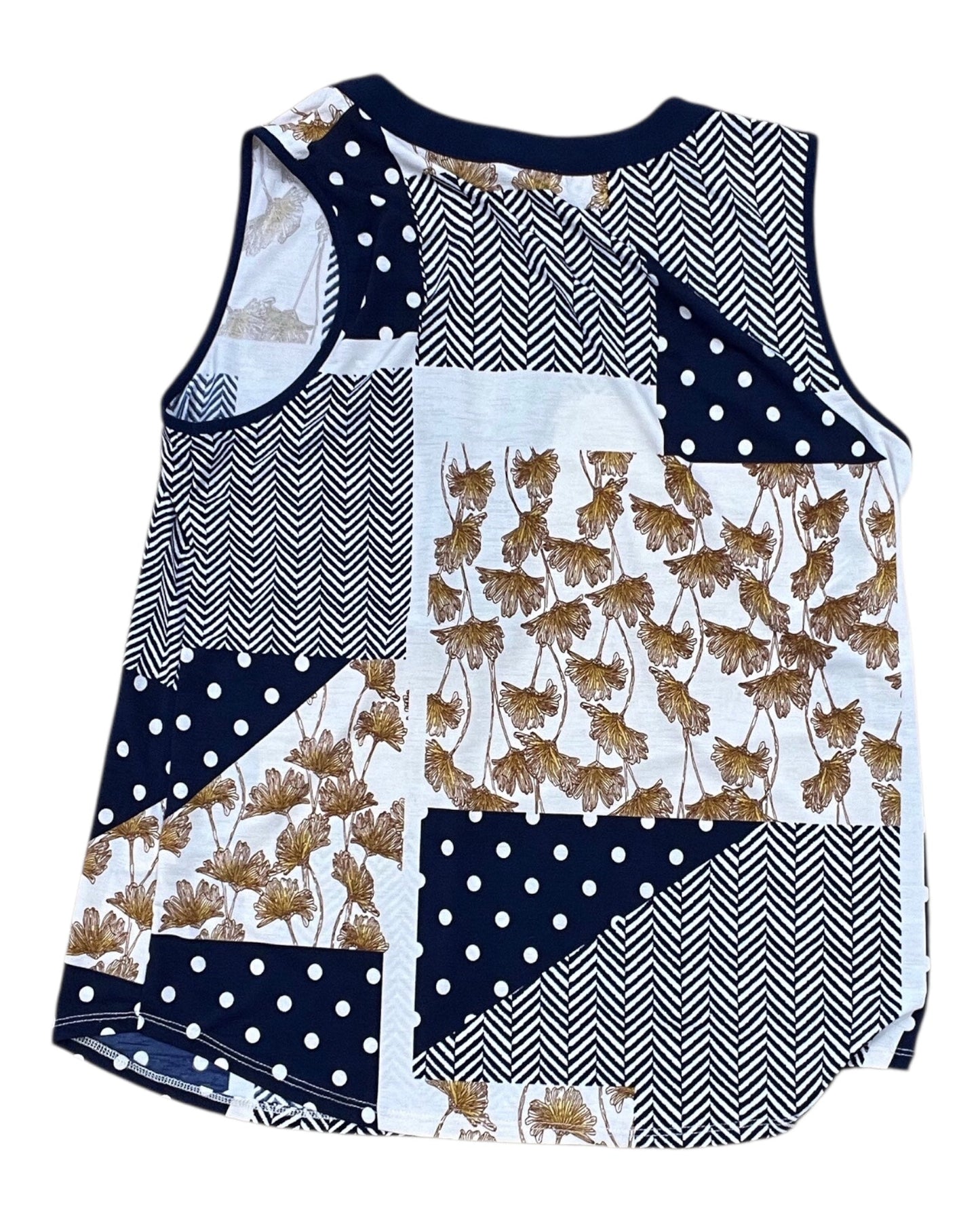 Top Sleeveless By Naif In Blue & Tan, Size:M