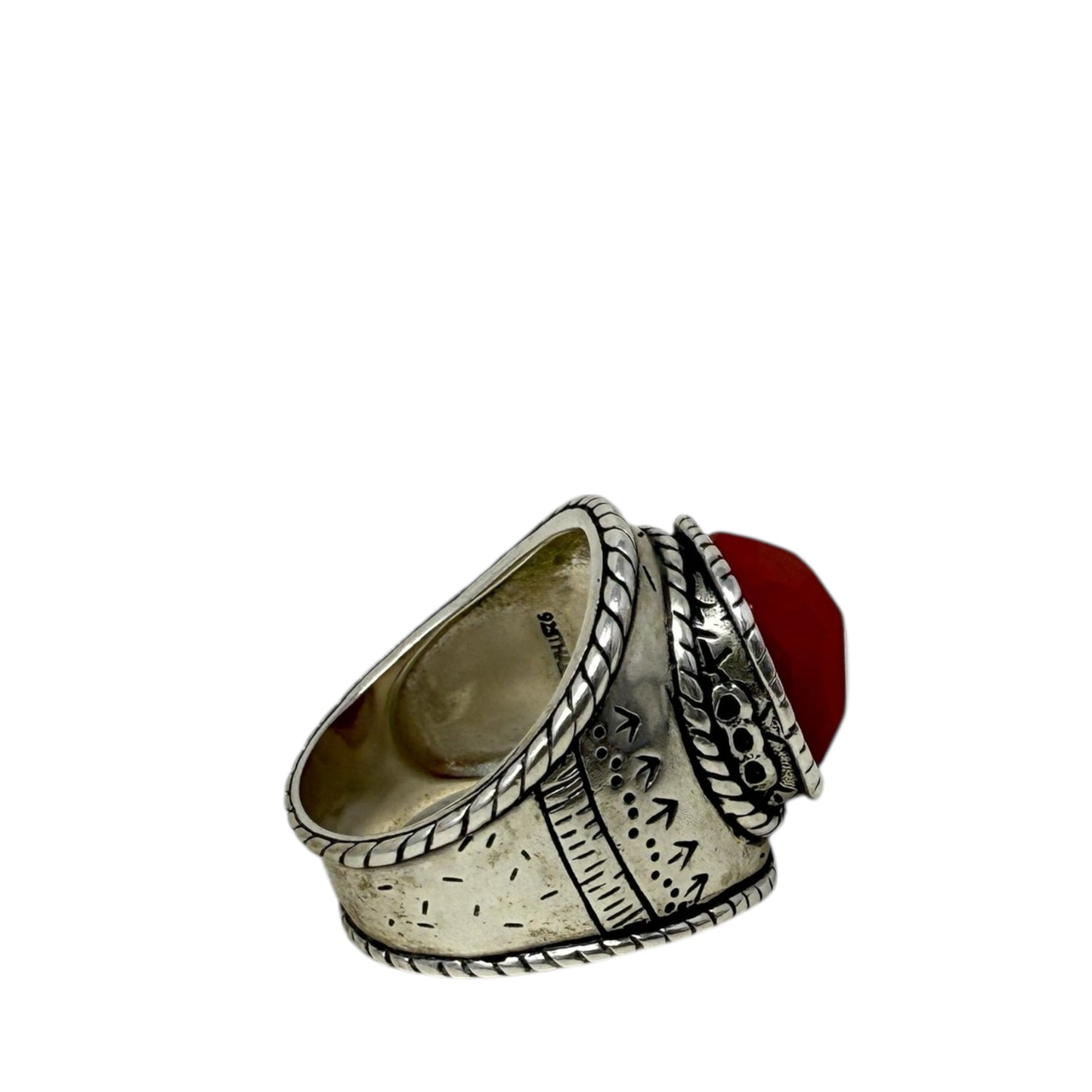 The Samba Ring In Sterling Silver & Red Coral By Silpada, Size: 9