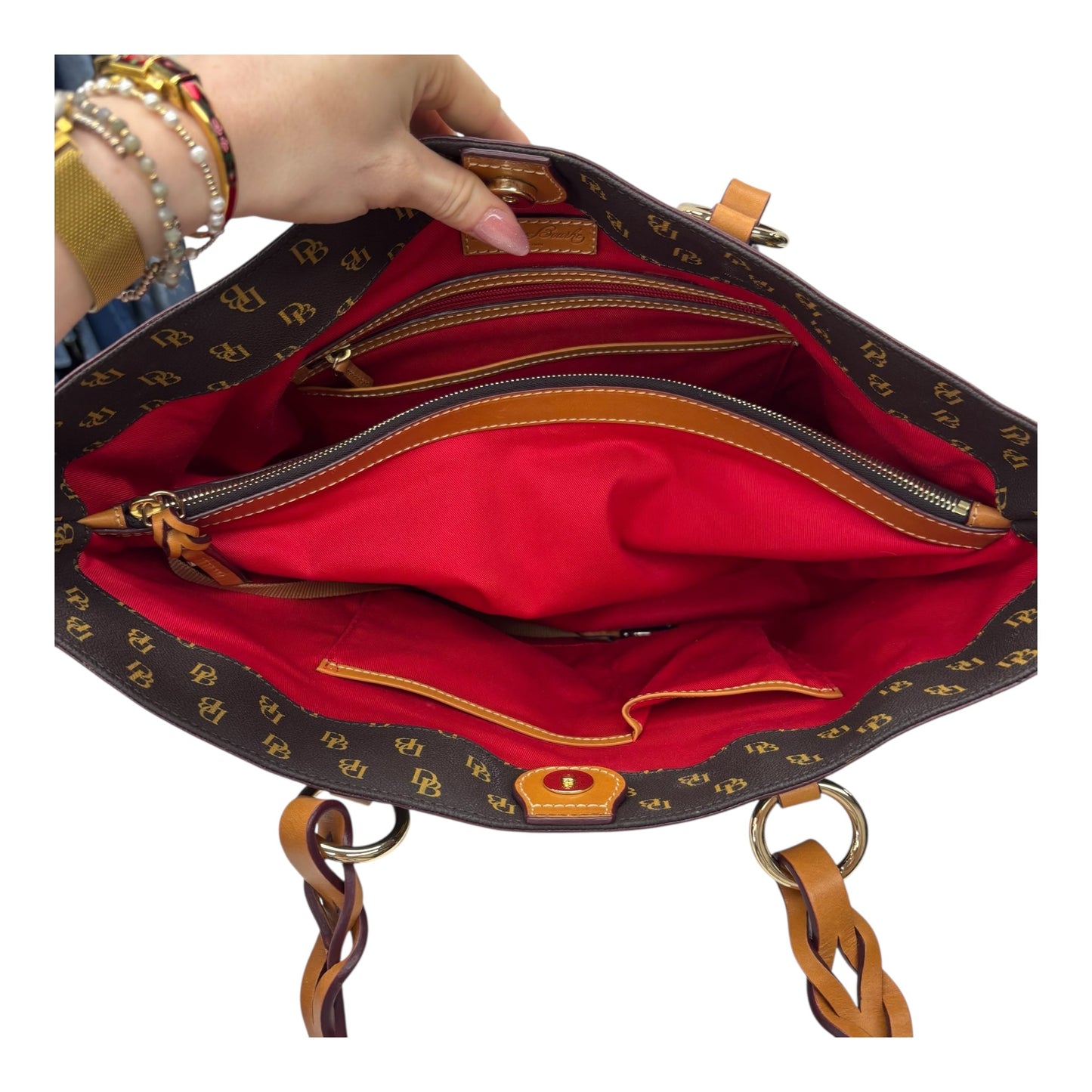 Handbag Designer By Dooney And Bourke In Brown, Size:Large