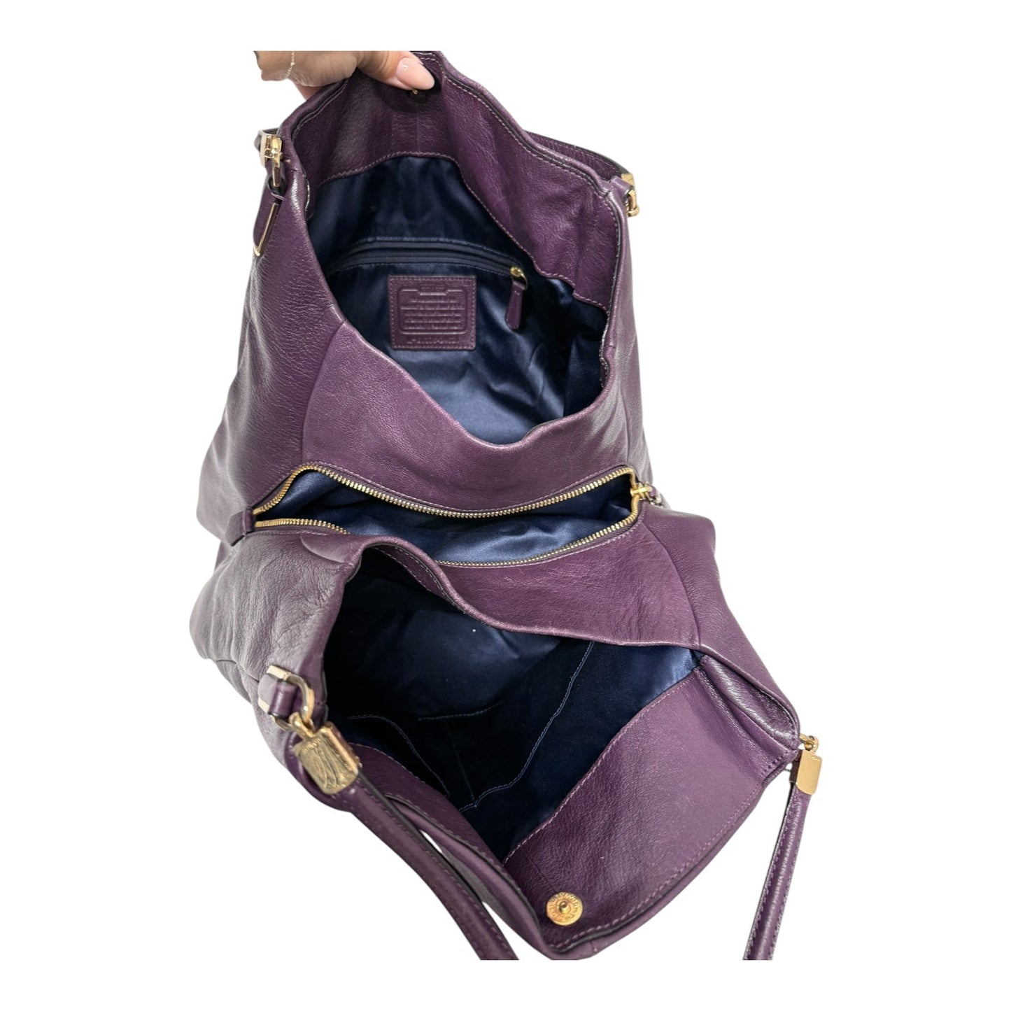 Handbag Designer By Coach In Purple, Size:Medium