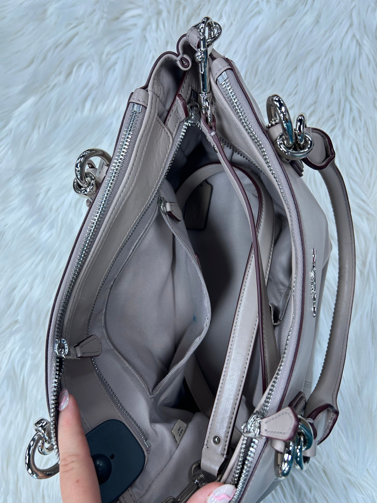 Handbag Designer By Coach In Taupe, Size:Large