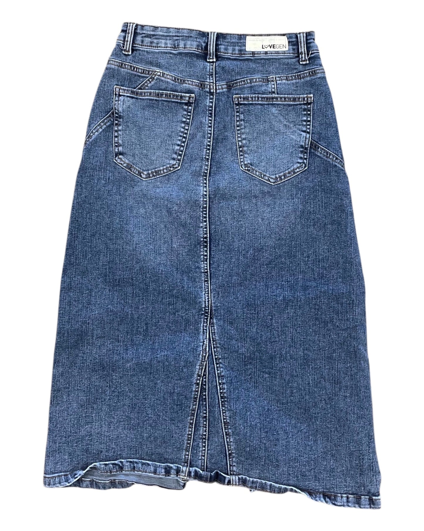 Skirt Midi By Clothes Mentor In Blue Denim, Size:4