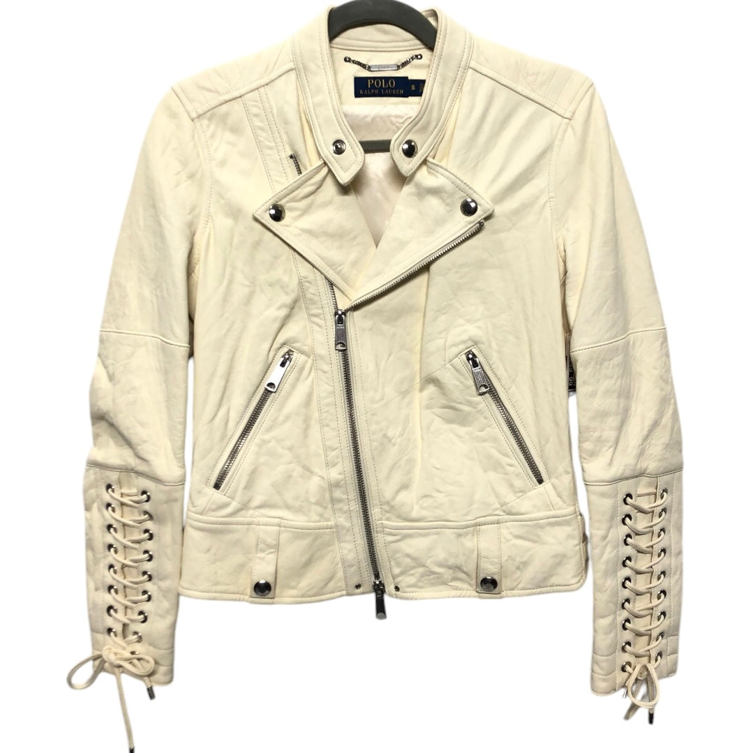 JACKET MOTO LEATHER by POLO RALPH LAUREN In CREAM, Size: S