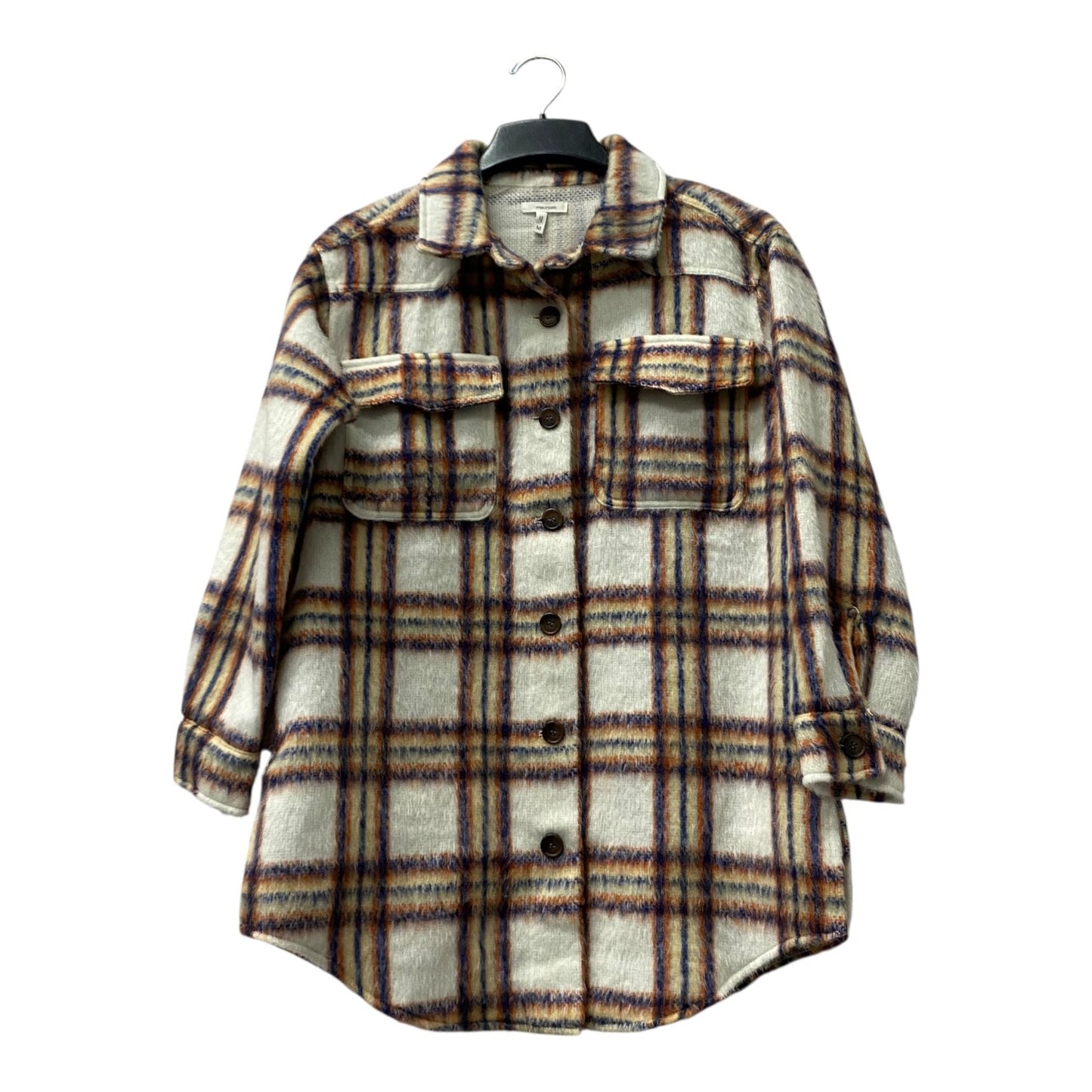 Jacket Shirt By Maurices In Cream & Orange, Size:M