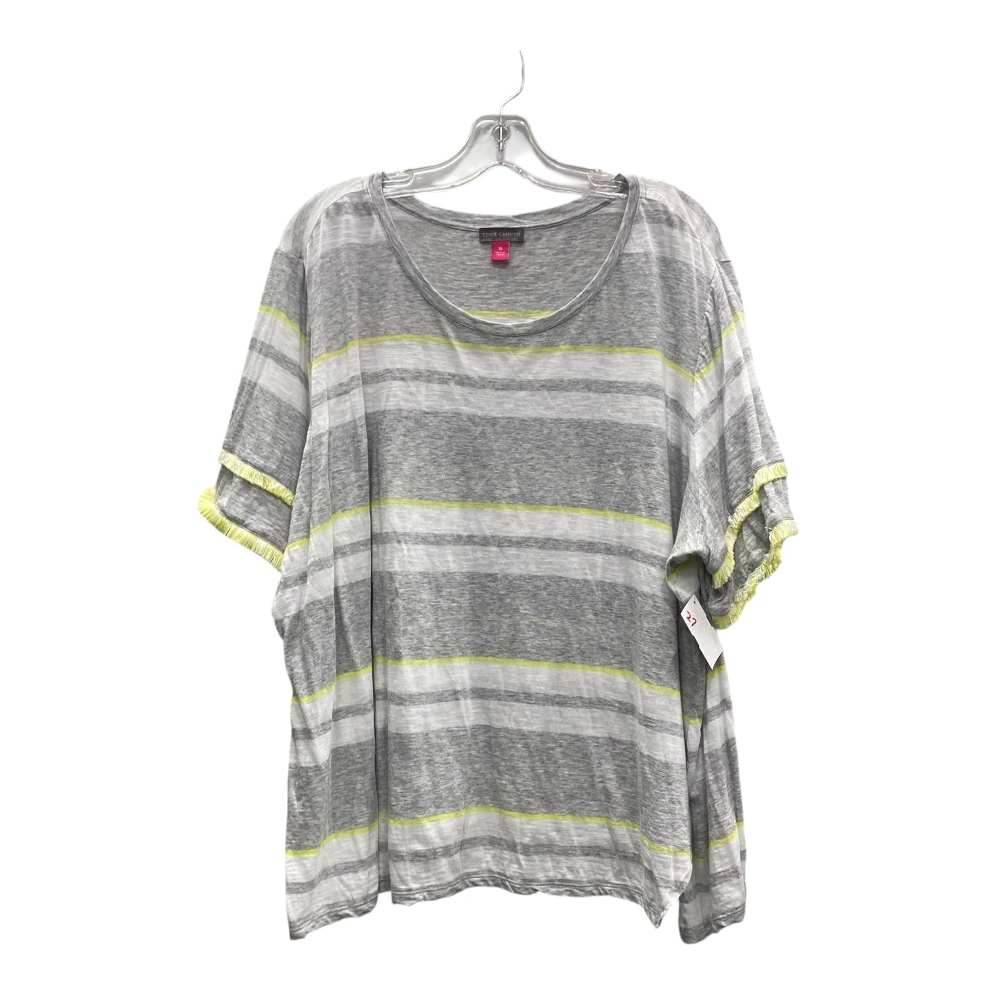 Top Ss By Vince Camuto In Grey & Yellow, Size:3X