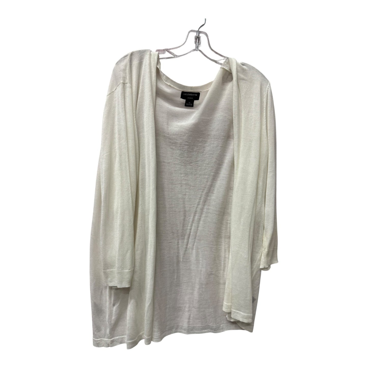 Cardigan By Liz Claiborne In White, Size:2X
