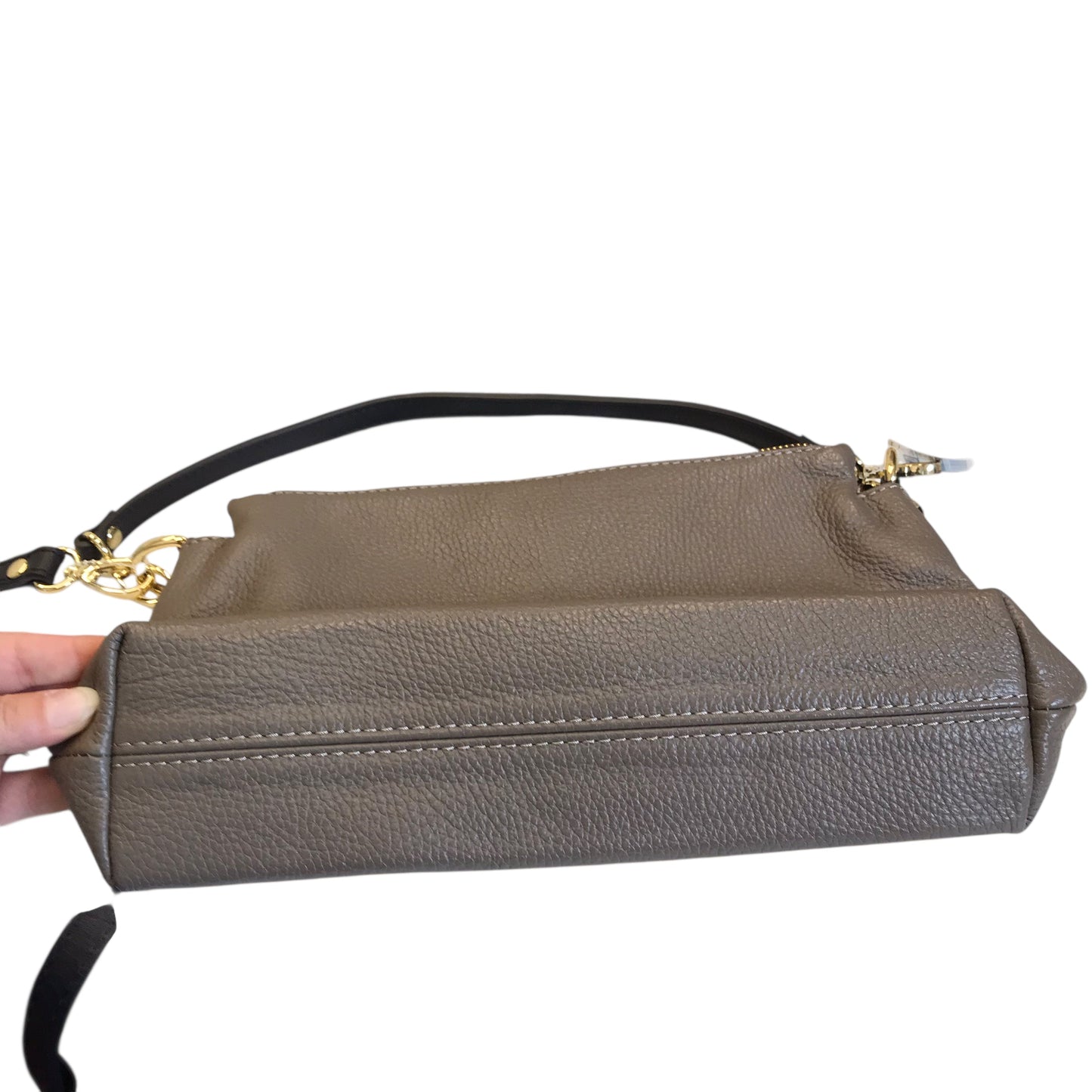 Handbag Leather By Valentina In Taupe, Size:Medium