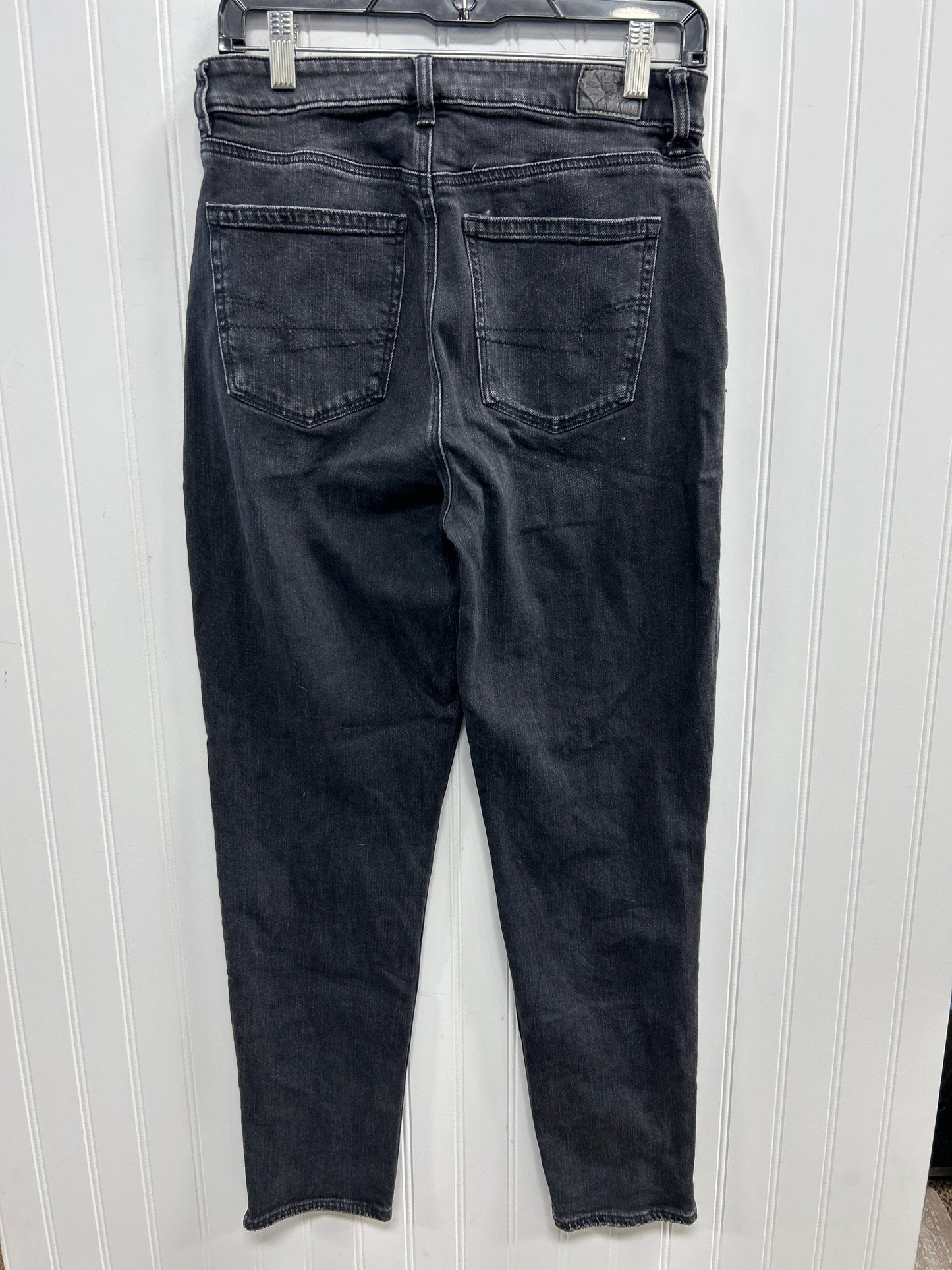 Jeans Straight By American Eagle In Black Denim, Size:4