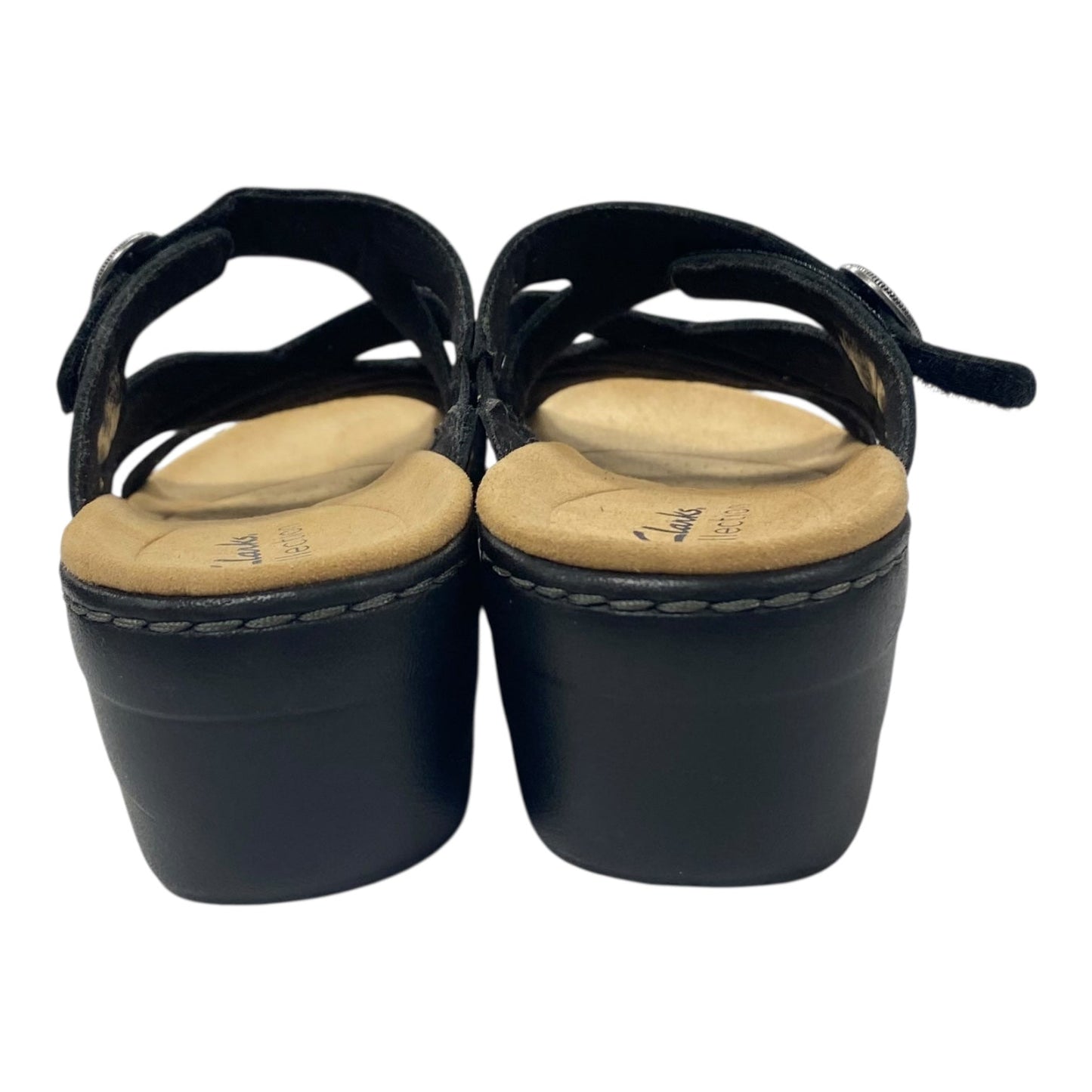 Sandals Heels Wedge By Clarks In Black, Size:9