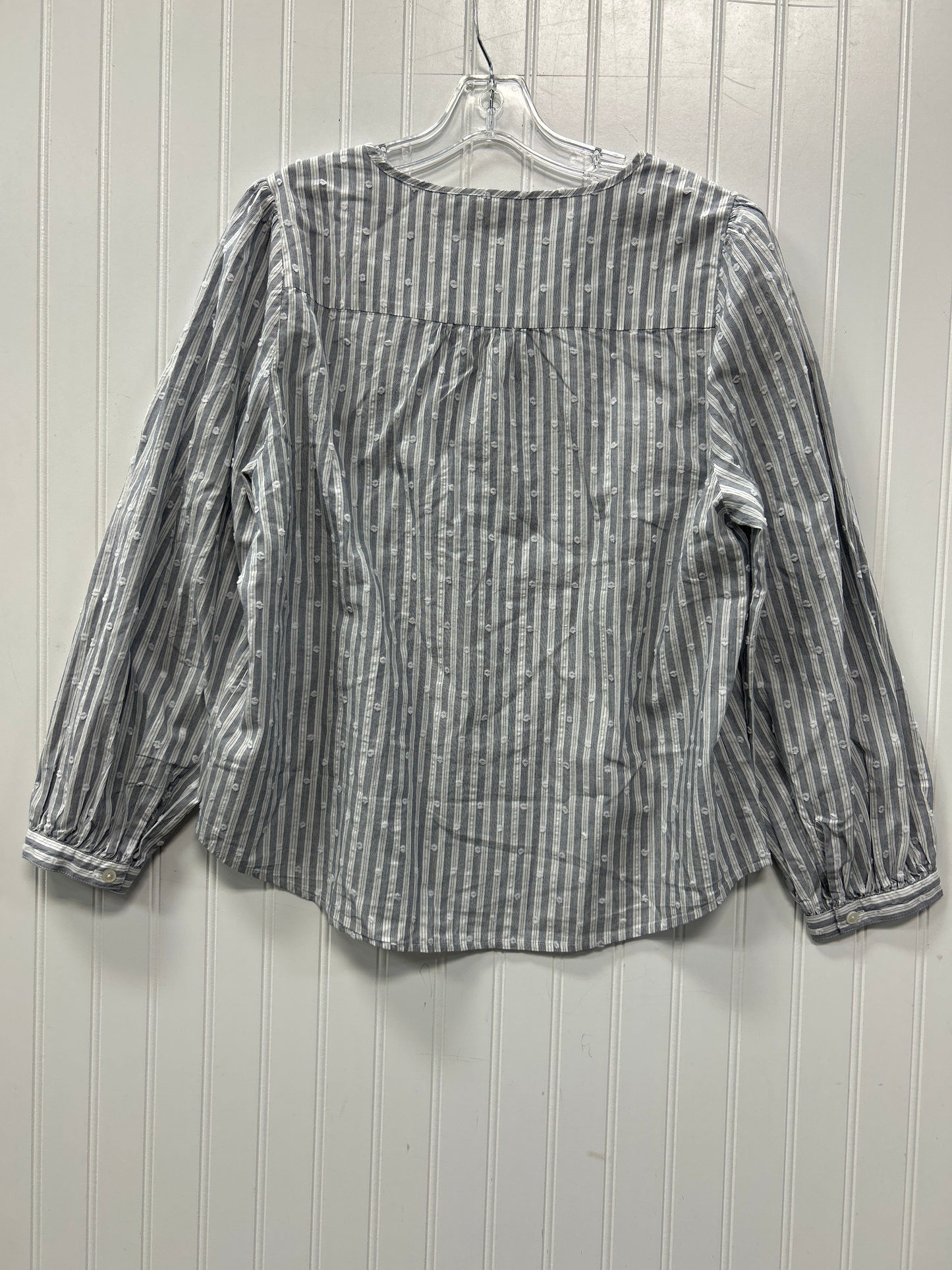 Blouse Ls By J. Crew In Grey & White, Size:L