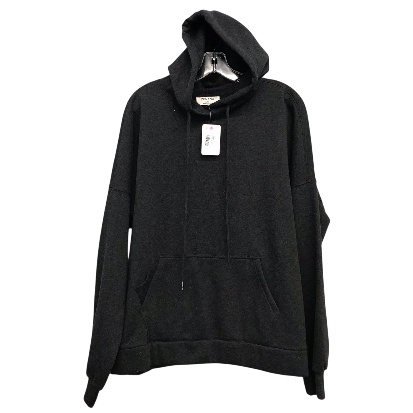 Sweatshirt Hoodie By Zenana Outfitters In Grey, Size:Xl