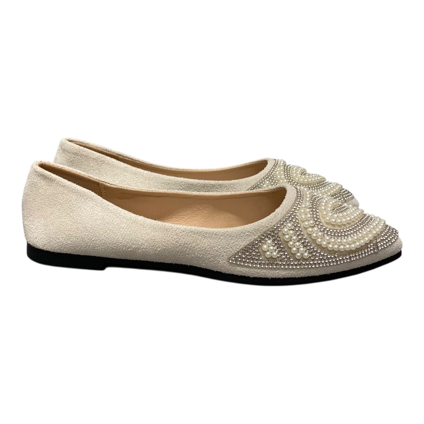 Shoes Flats By Cme In Cream, Size:8.5