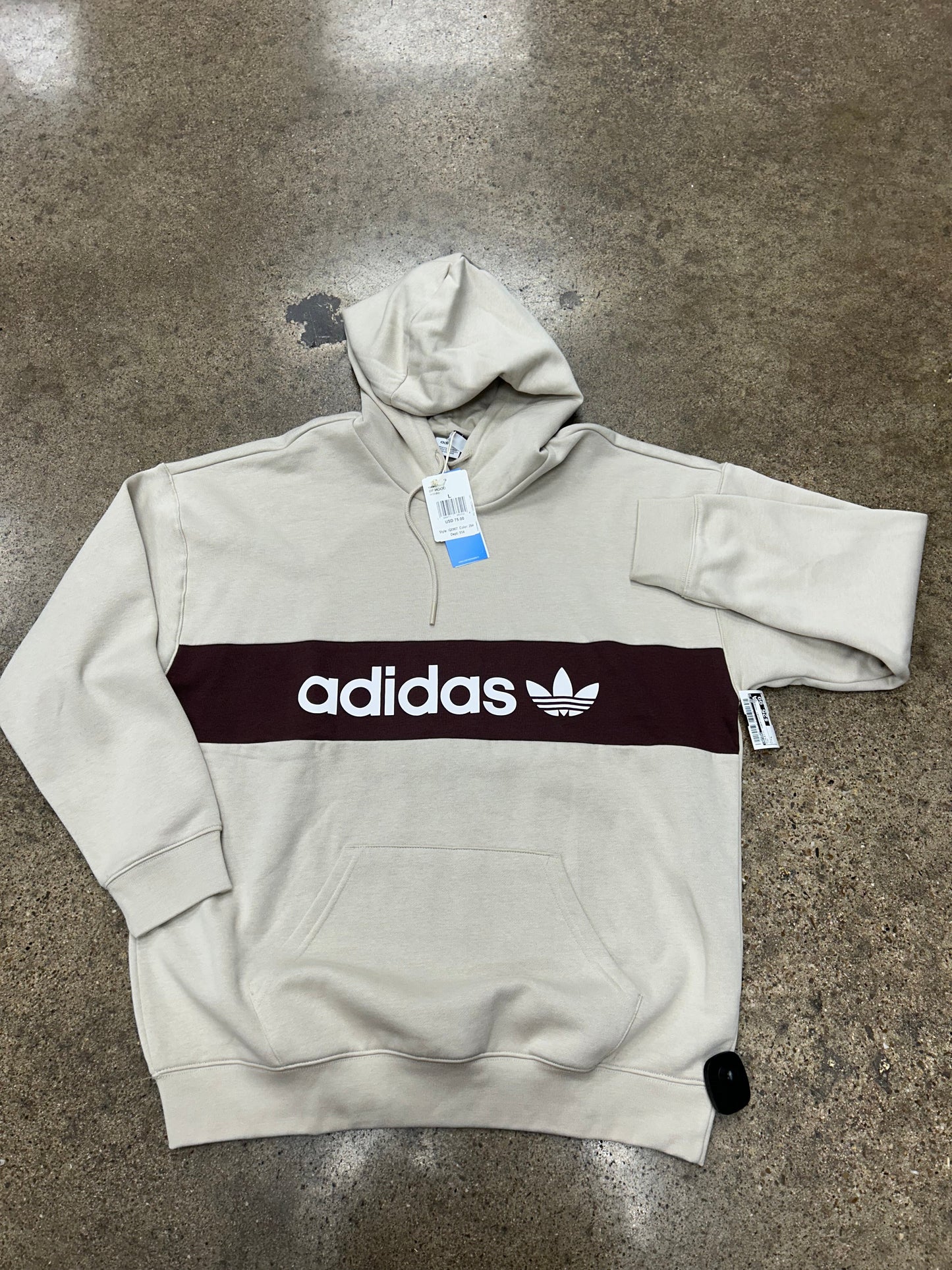 Athletic Sweatshirt Hoodie By Adidas In Tan, Size:L