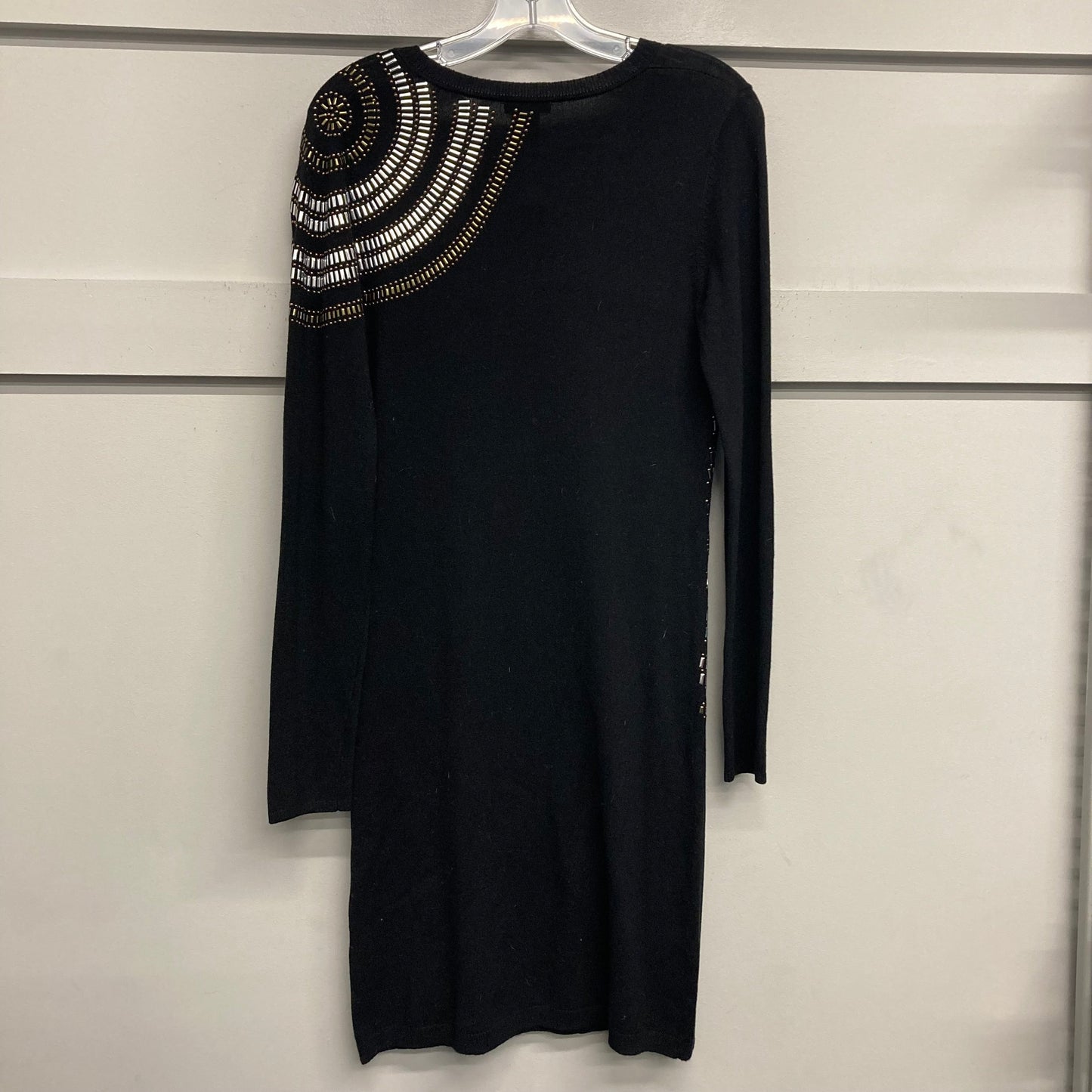 Dress Casual Midi By YU.K. In Black & Silver, Size:L