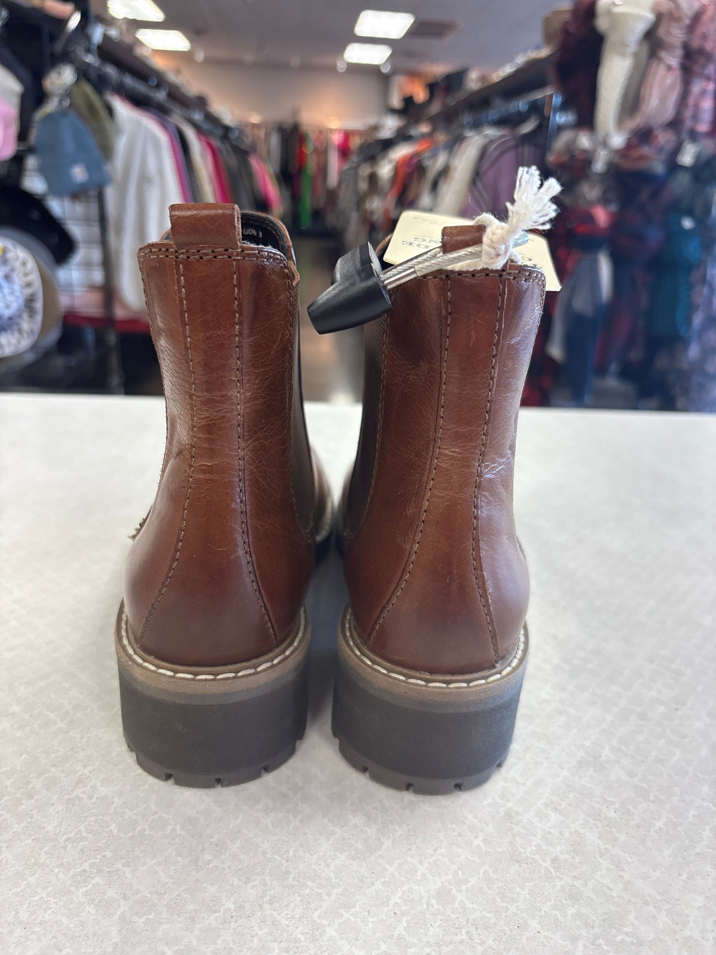 Boots Ankle Heels By Telluride In Brown, Size:9.5