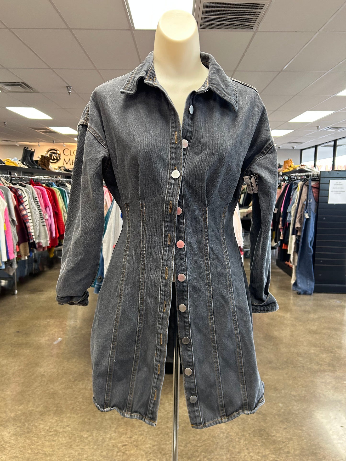 Dress Casual Short By Blue Blush In Grey Denim, Size:S