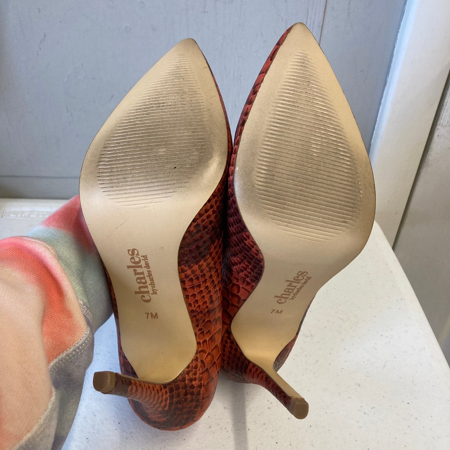 Shoes Heels Stiletto By Charles By Charles David In Orange, Size:7