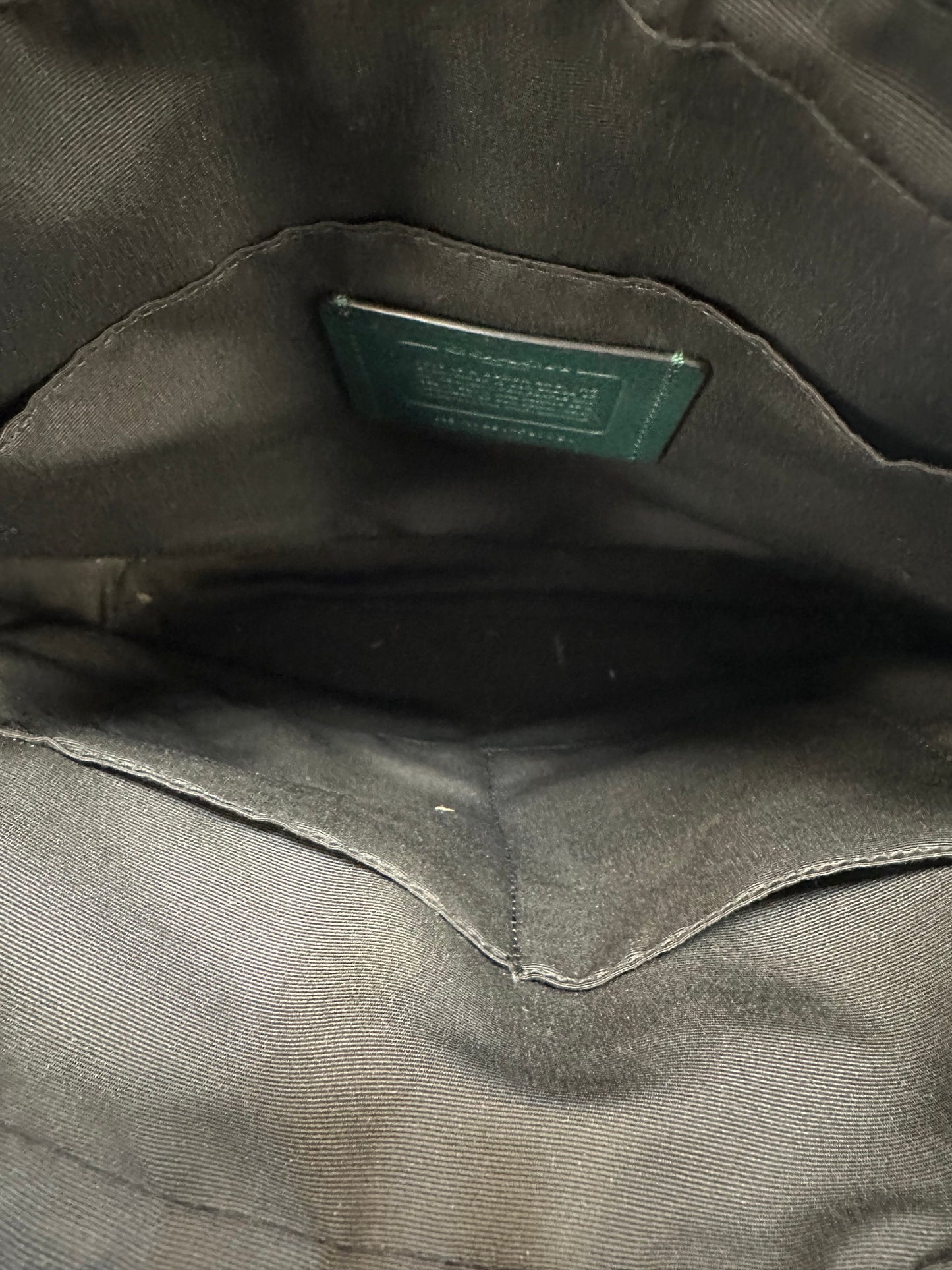 Handbag Designer By Coach In Black & Green, Size:Medium