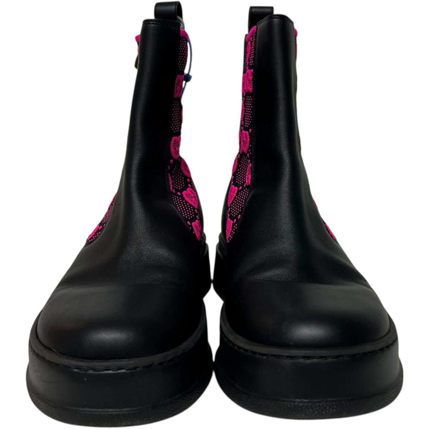 Boots Luxury Designer By Gucci In Black & Pink, Size: 9