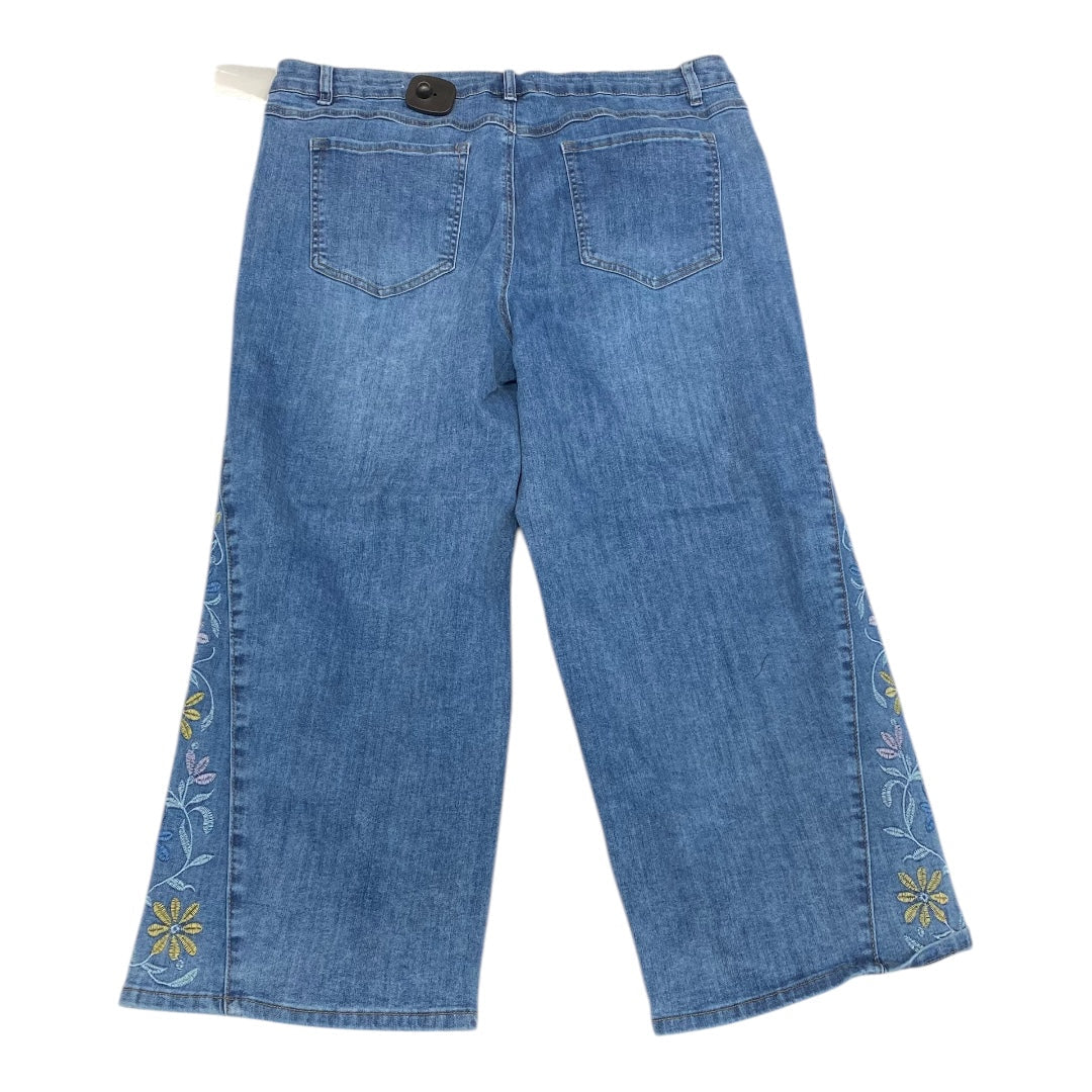 Jeans Wide Leg By Tribal In Blue Denim, Size:16