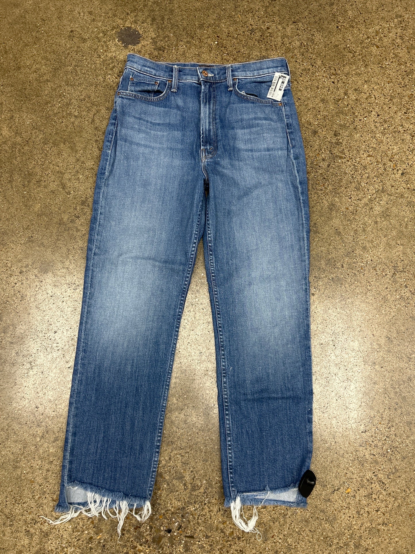 Jeans Straight By Mother In Blue Denim, Size:12