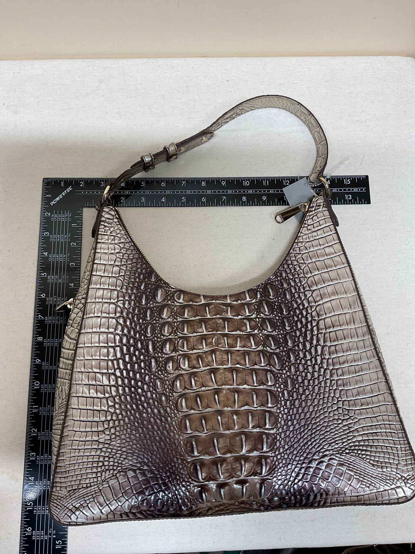 Handbag Designer By Brahmin In Brown & Cream, Size:Large