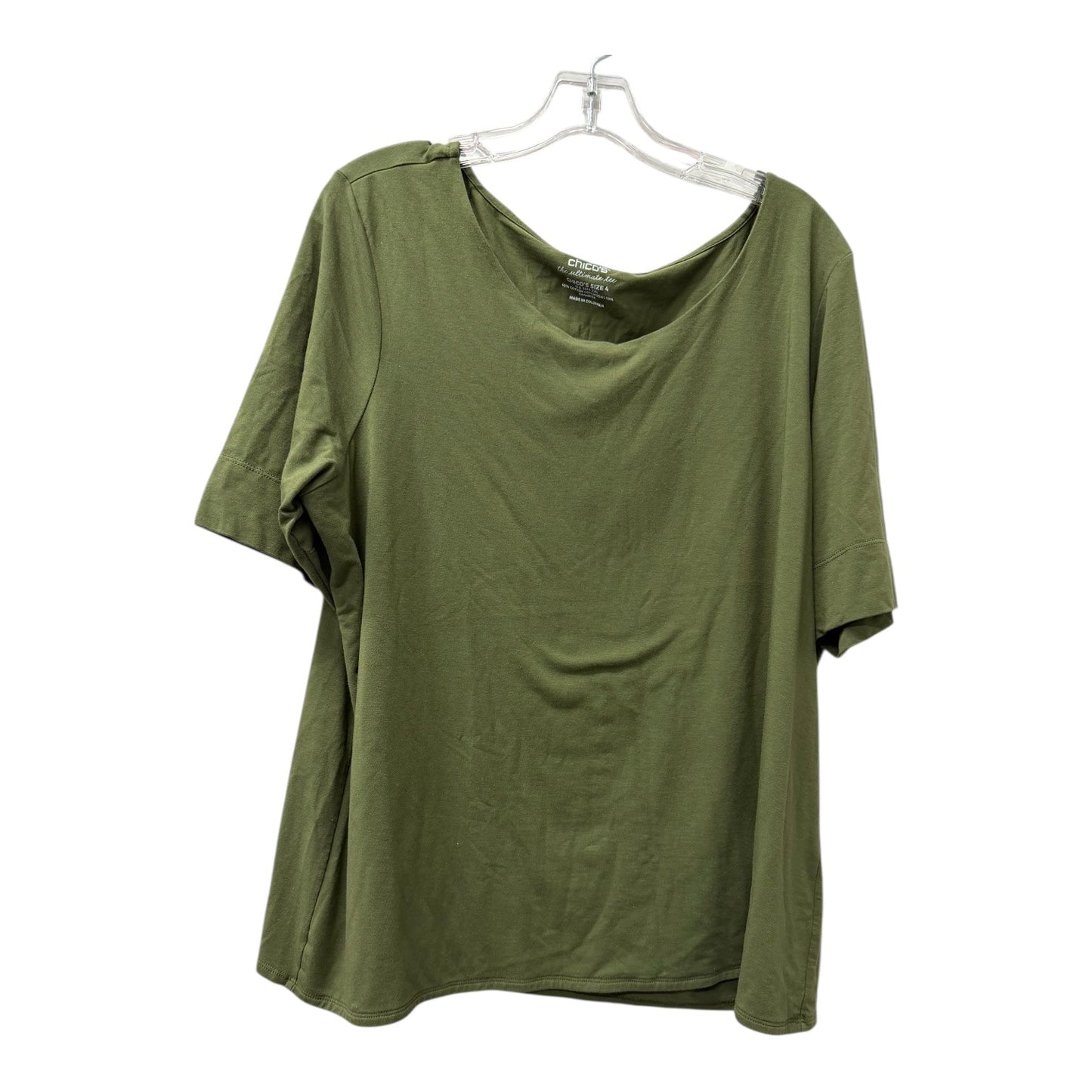 Top 3/4 Sleeve Basic By Chicos In Green, Size:1X
