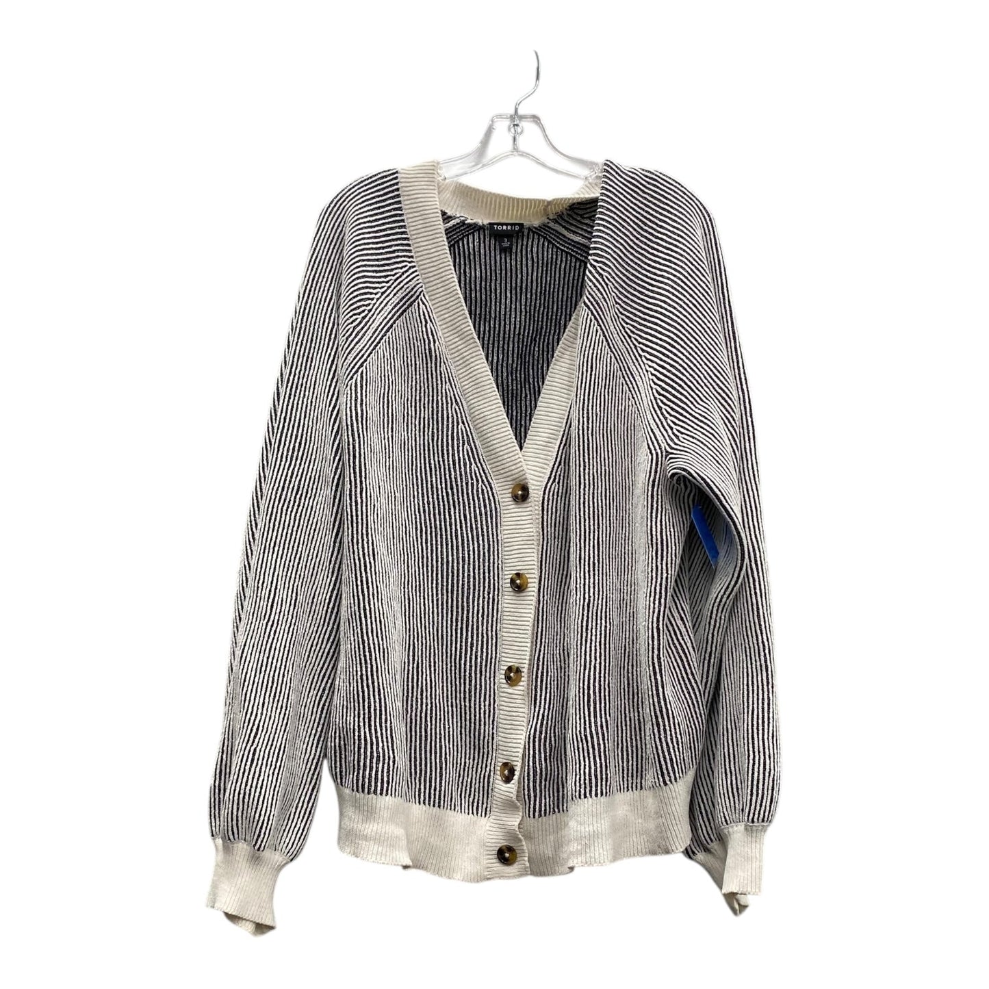 Sweater Cardigan By Torrid In Black & White, Size:3X