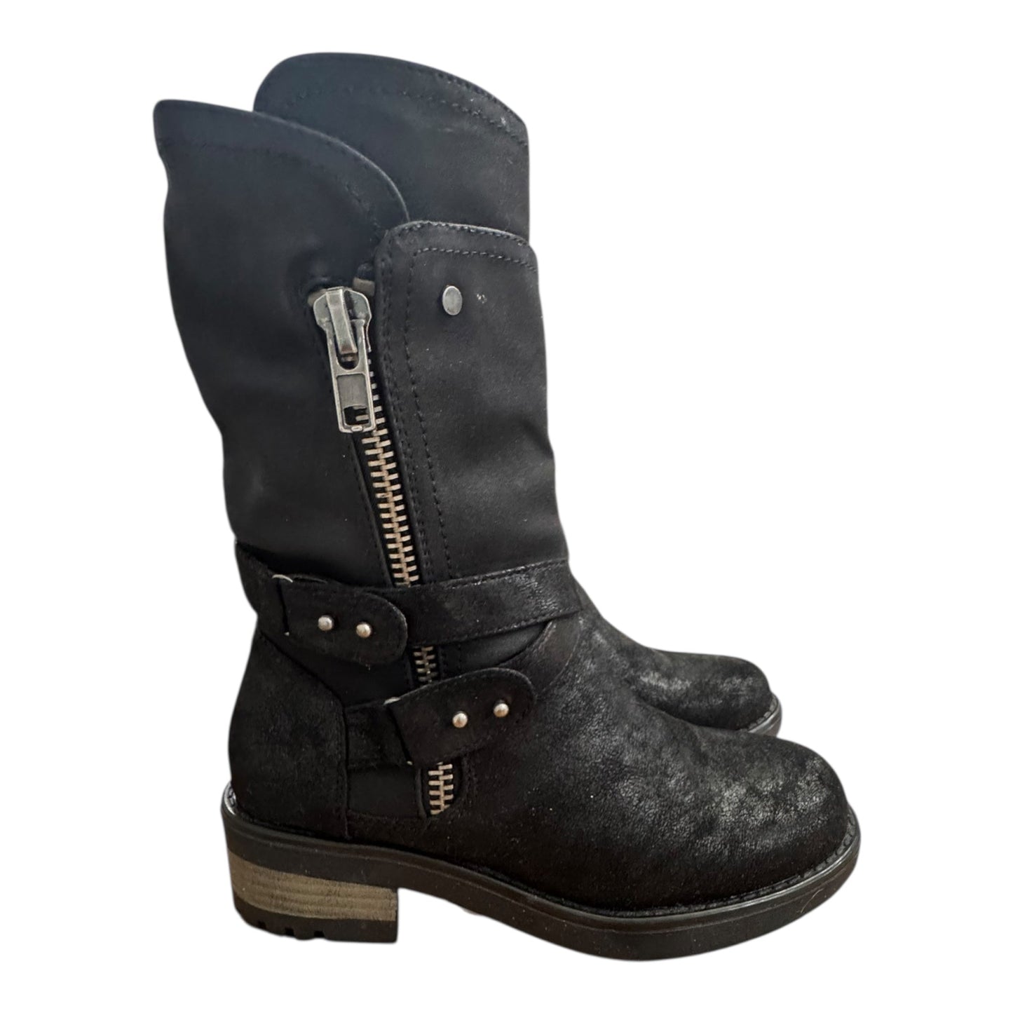 Boots Mid-Calf Flats By Carlos By Carlos Santana In Black, Size:6