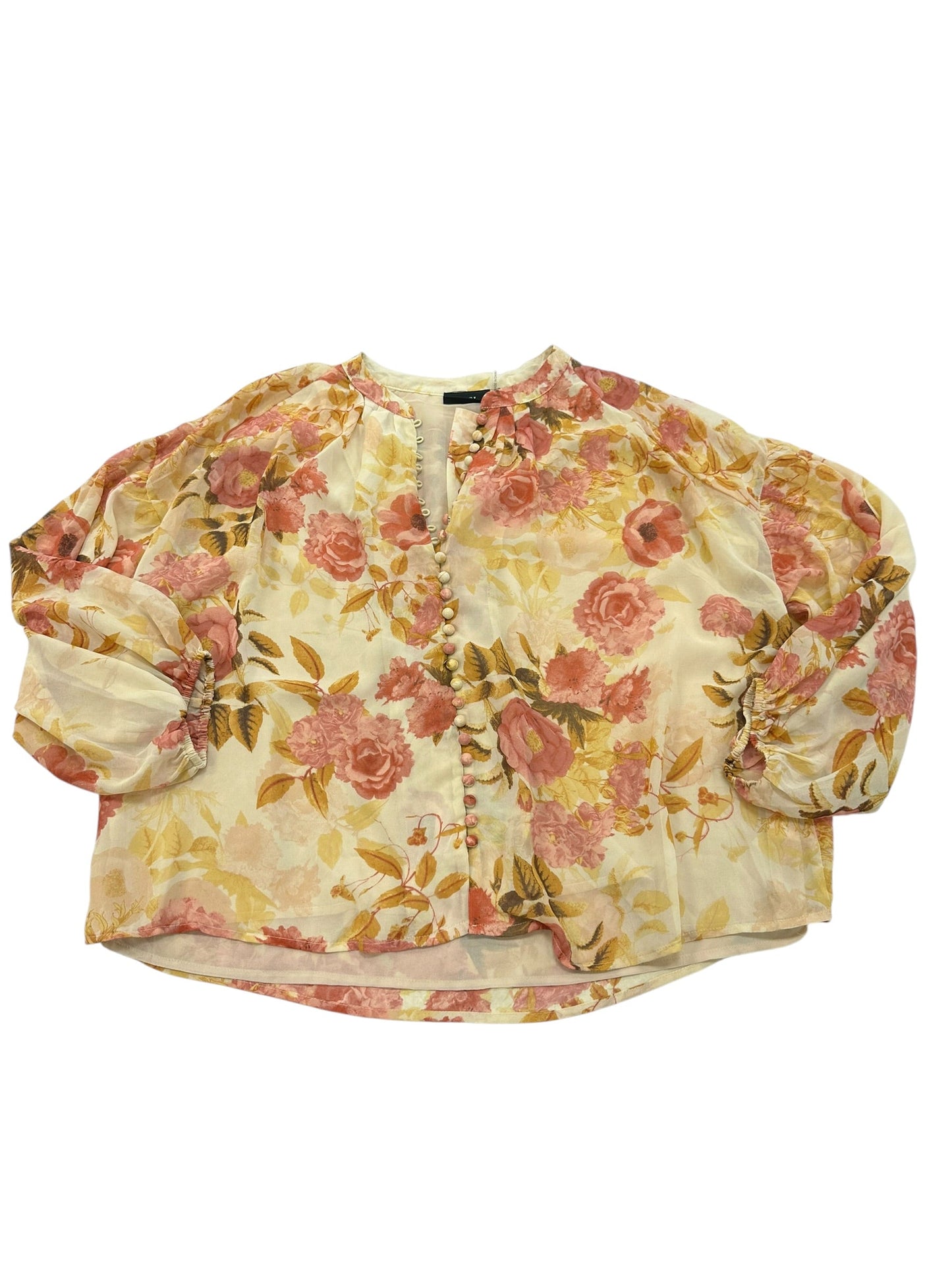 Blouse Ls By Vici In Pink & Tan, Size:L