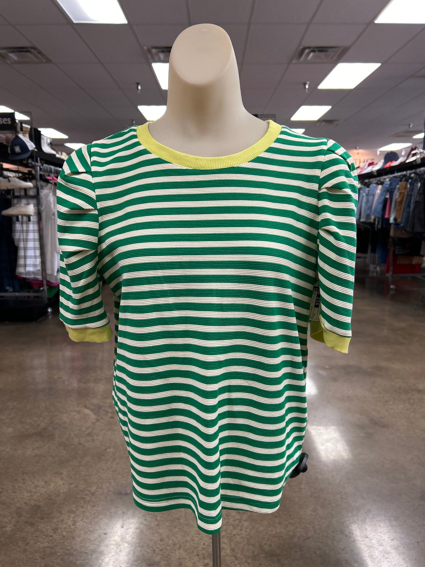 Top Ss By Entro In Green & White, Size:M