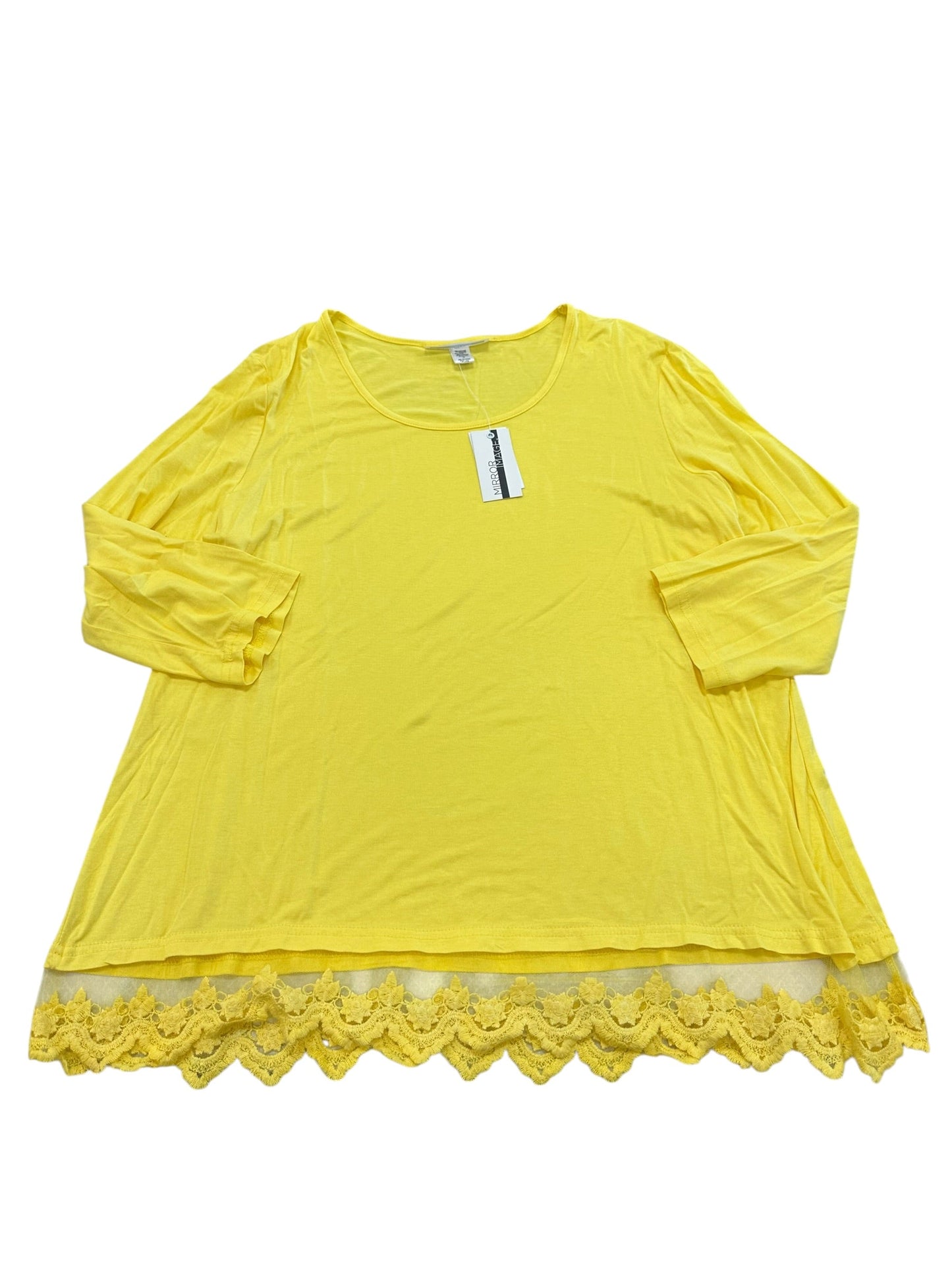Blouse 3/4 Sleeve By Cme In Yellow, Size:1X